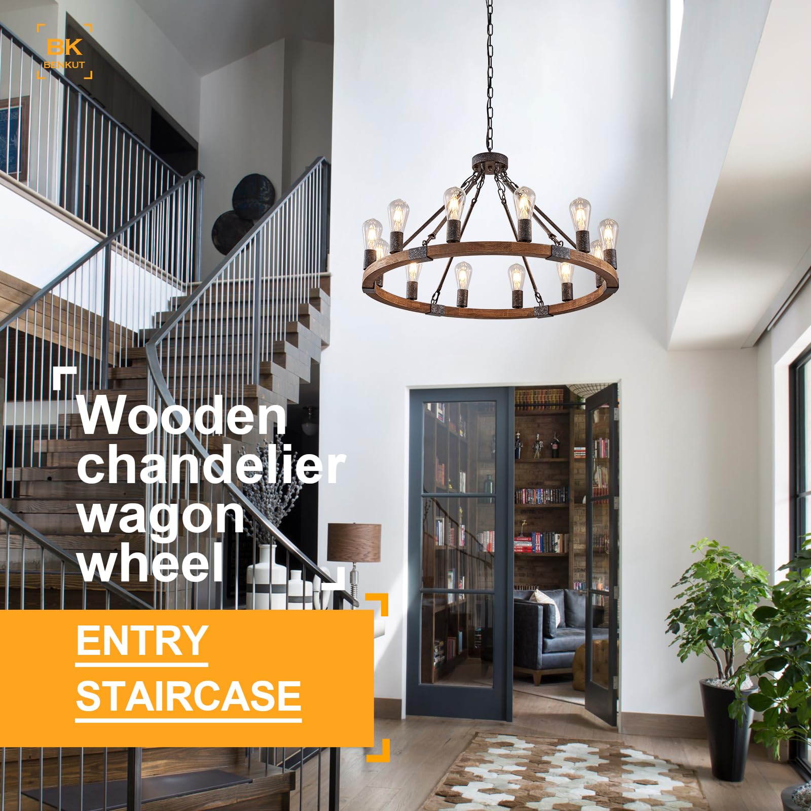 Farmhouse Wagon Wheel Chandelier 31