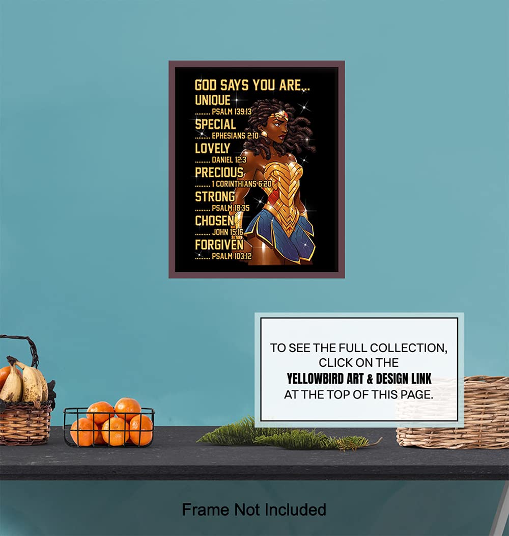 African American Wall Art - Christian Decor for Women & Girls - Bible Verse Gift