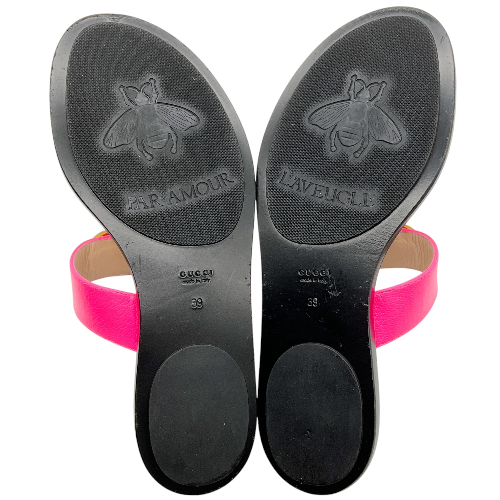 Gucci Neon Pink Leather GG Marmont T-Strap Sandals for Women - Luxury Designer Heels for Summer, Parties & Weddings