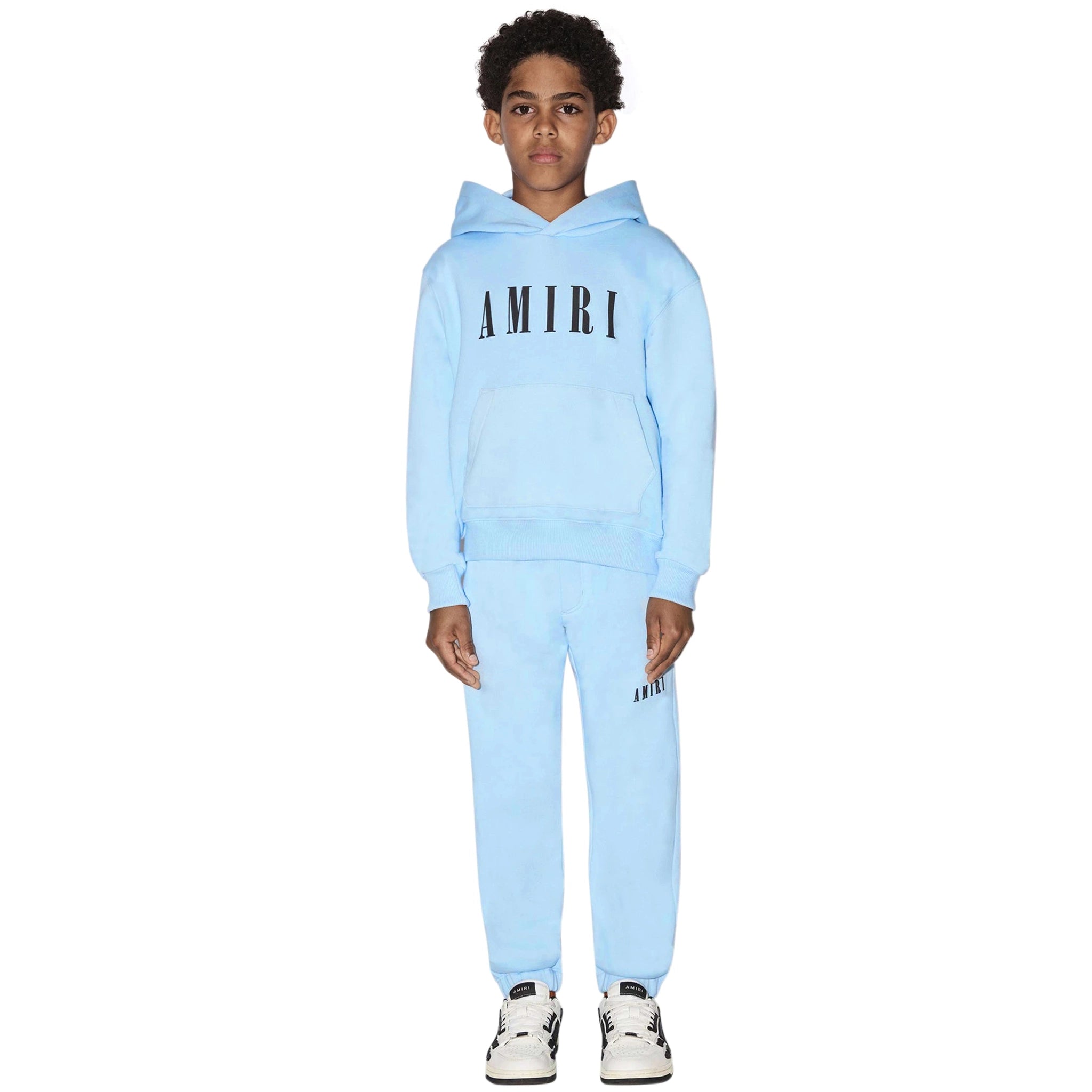 Amiri Kids 'Amiri' Baby Blue Hoodie - Soft Cotton Pullover for Boys & Girls - Stylish Streetwear for Everyday Wear & Casual Outings
