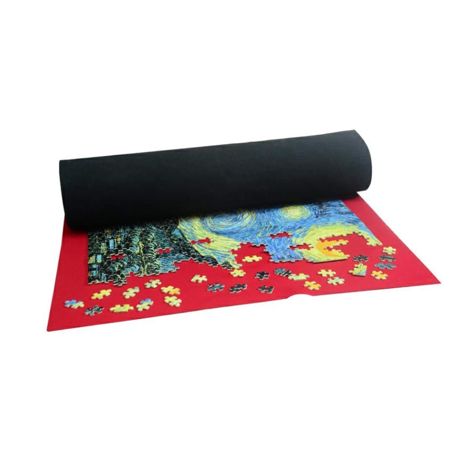 LoveIyPet Puzzle Mat Roll Up - Red Felt Puzzle Mat for Adults & Kids (Up to 2000 Pieces) | Portable Puzzle Board with Storage Bag | Perfect for Home, Travel & Puzzle Enthusiasts