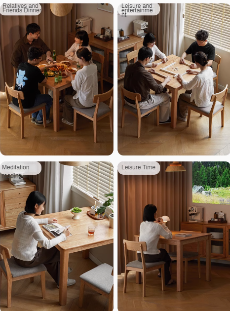 Solid Oak Wood Modern Square Dining Table - Perfect for Small Spaces, Apartments & Contemporary Home Decor