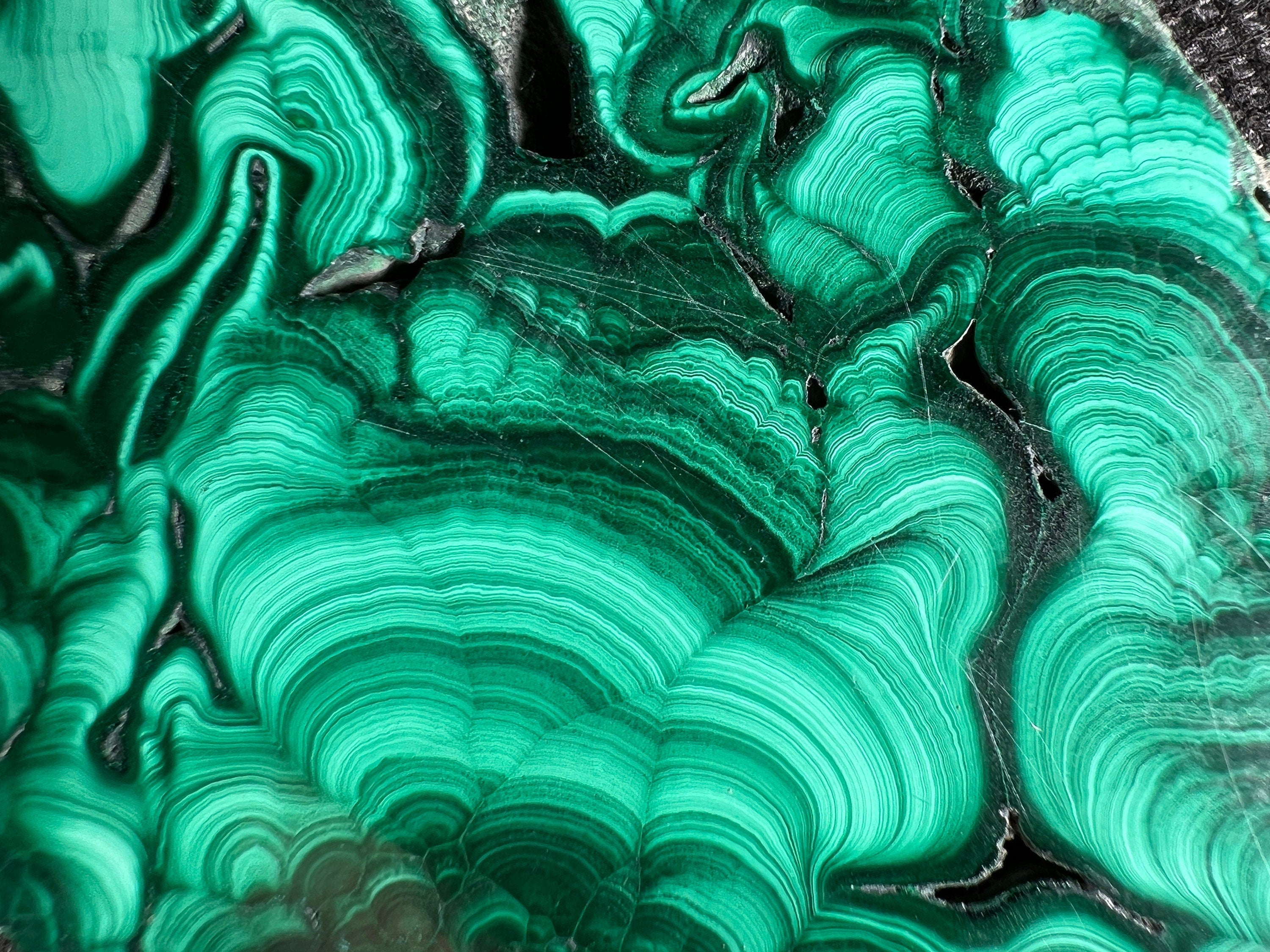 Premium MALACHITE Crystal Slab - Natural Green Malachite Stone for Jewelry Making, Unique Handcrafted Gift & Home Decor (50437) | Perfect for DIY Crafts, Meditation Spaces & Luxury Interior Design