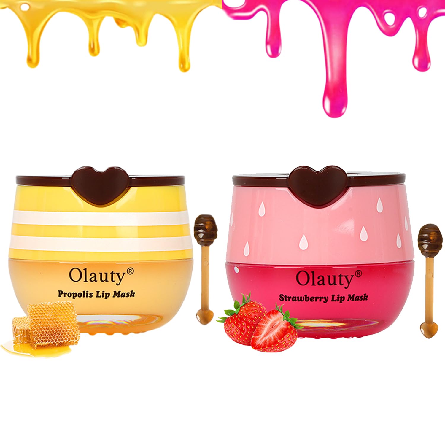Bee Lip Balm Honey Pot - 2 PCS Hydrating Lip Sleeping Mask for Dry Lips, Overnight Care to Reduce Lip Lines - Perfect for Nighttime Lip Treatment