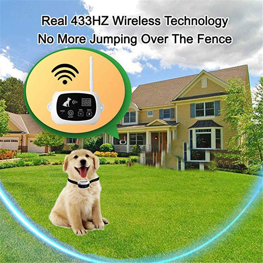 Wireless Dog Fence System - Electric Pet Containment with Waterproof Rechargeable Training Collar for Small Medium Large Dogs | Safe Outdoor Yard Fence Solution for Dogs & Pets | Perfect for Backyard, Garden & Rural Areas