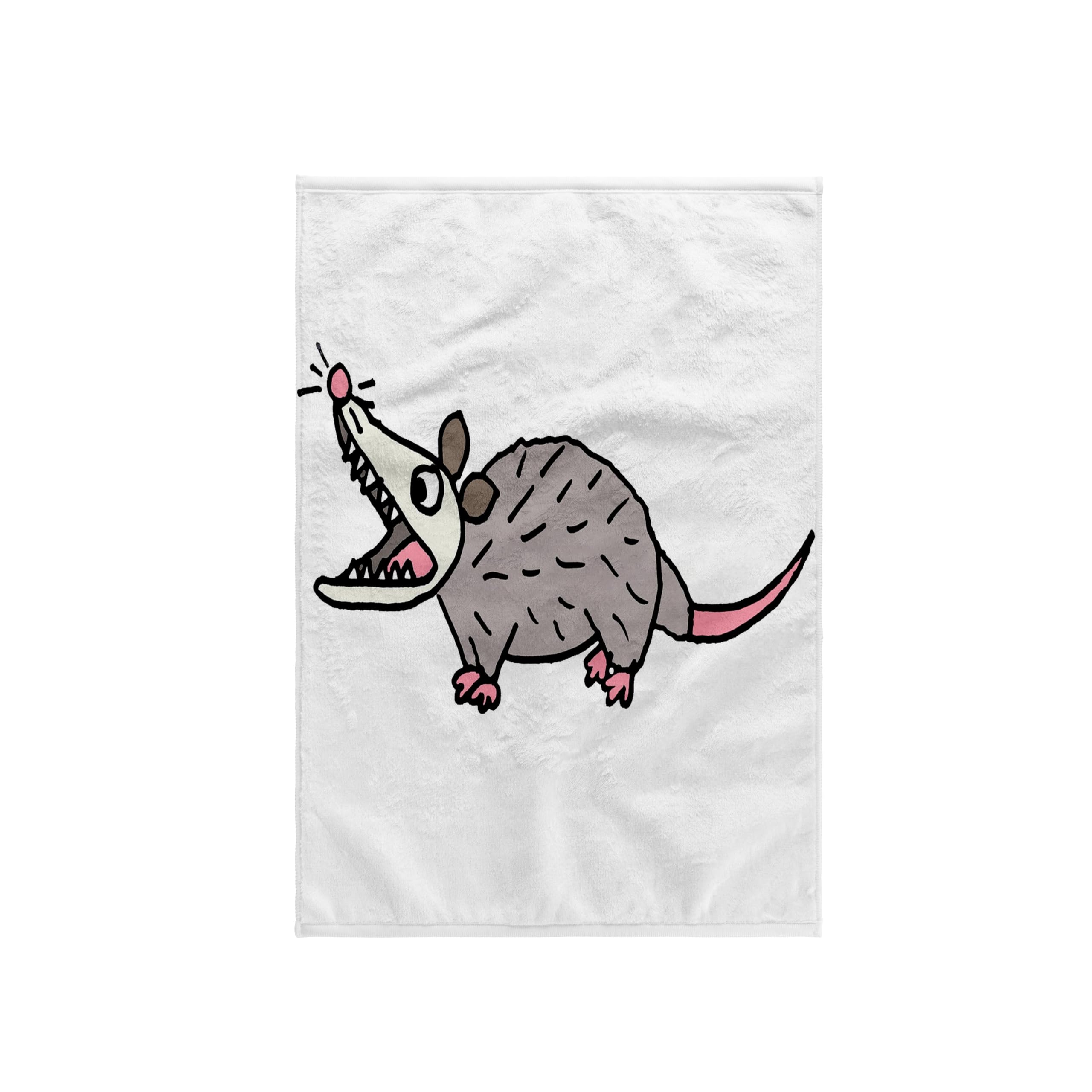 Funny Cute Possum Cartoon Towel - 3dRose All Smiles Art Design - Soft Absorbent Bath & Kitchen Towel for Home, Gym, or Beach Use (twl-343538-1)