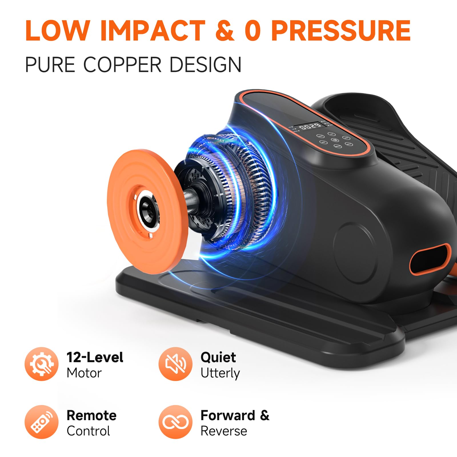 Under Desk Elliptical Machine - Quiet Electric Seated Pedal Exerciser with LCD Display, Remote Control & 12 Speed Modes | Portable Home Office Fitness Equipment for Workouts While Sitting, Watching TV or Working at Your Desk