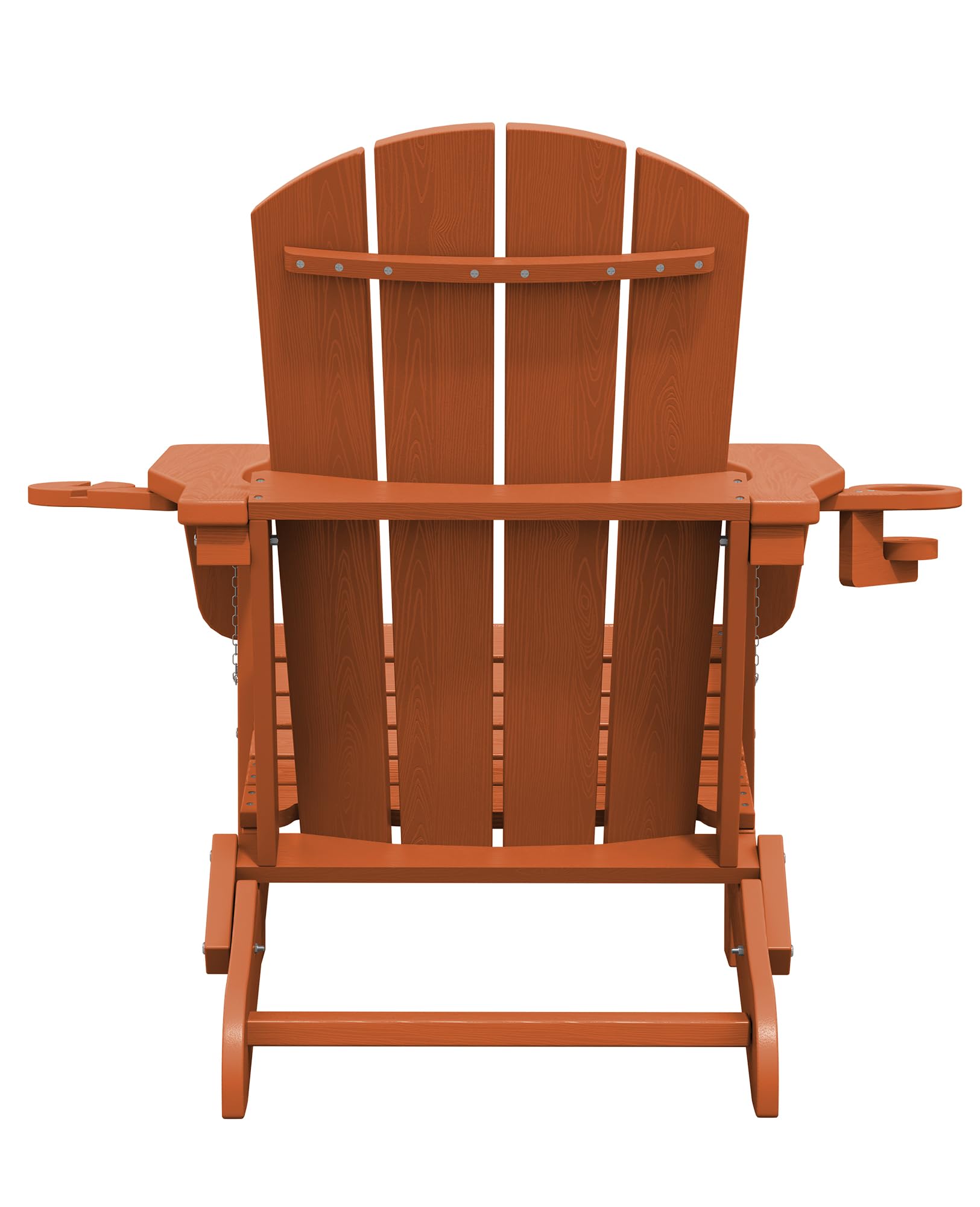 Premium SERWALL Adirondack Chair with Cup Holders - Durable HDPE Composite Outdoor Patio Furniture - All-Weather Resistant - Orange - Perfect for Backyard, Garden, Poolside & Deck Relaxation