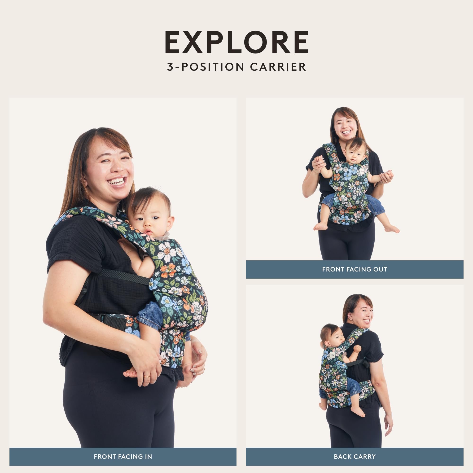 Tula Explore Cotton Baby Carrier for Newborn to Toddler (7-45 lbs) - Adjustable, Ergonomic Front & Back Carry - Soft & Supportive Infant Carrier - Tula Coast Design - Perfect for Hiking, Shopping & Everyday Use