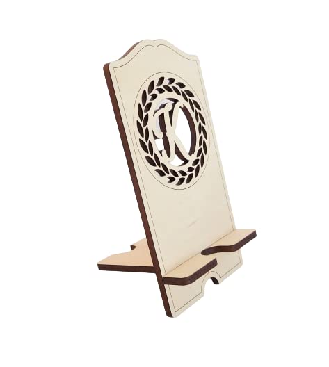 Personalized Monogram Phone Stand - Elegant Walnut & Maple Wood Charging Dock - Perfect Mother's Day Gift for Women - Ideal for Bedside, Office Desk & Car Use