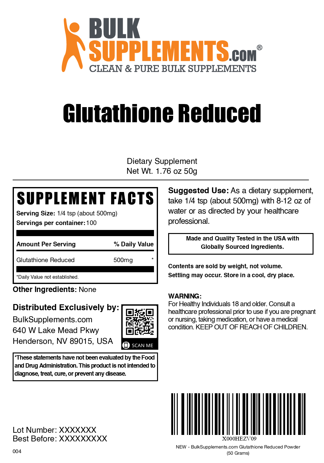 Premium Glutathione Powder (Reduced Form) - 100% Pure Antioxidant Supplement for Skin Whitening, Detox & Immune Support - Use for Smoothies, Drinks & Skincare Routines