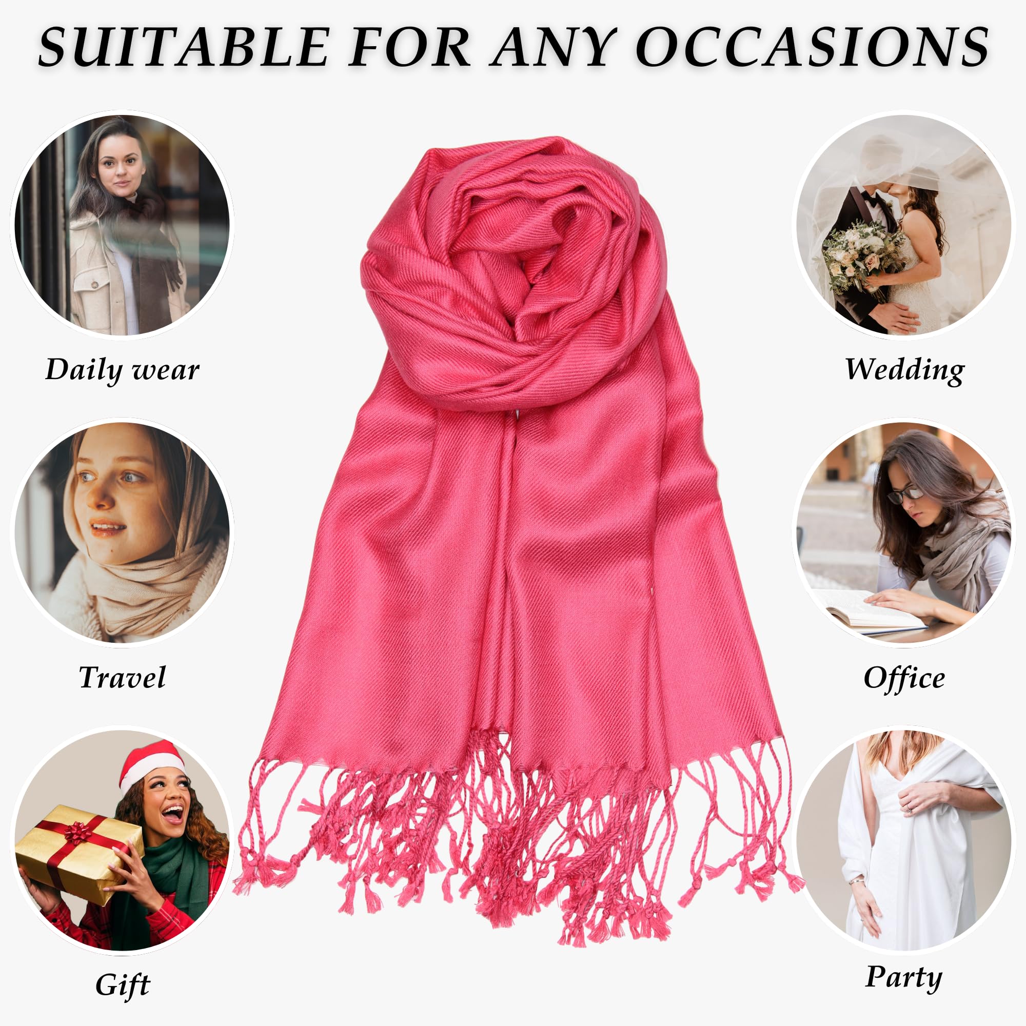 Luxury Pashmina Scarf for Women - Soft Cashmere Shawl Wrap for Evening Dresses, Weddings & Bridesmaids - All-Season Fashion Accessory for Formal & Casual Outfits - Perfect for Date Nights, Office Wear & Special Occasions