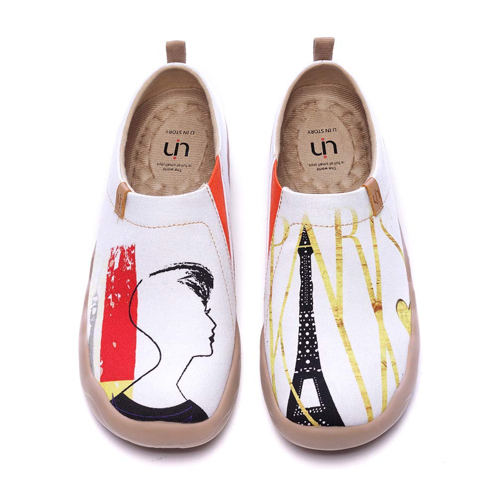 UIN Women's Slip On Sneakers - Casual Knit Loafers with Artistic Paint Design | Comfortable Soft Walking Shoes for Women | Perfect for Work, Travel & Everyday Wear