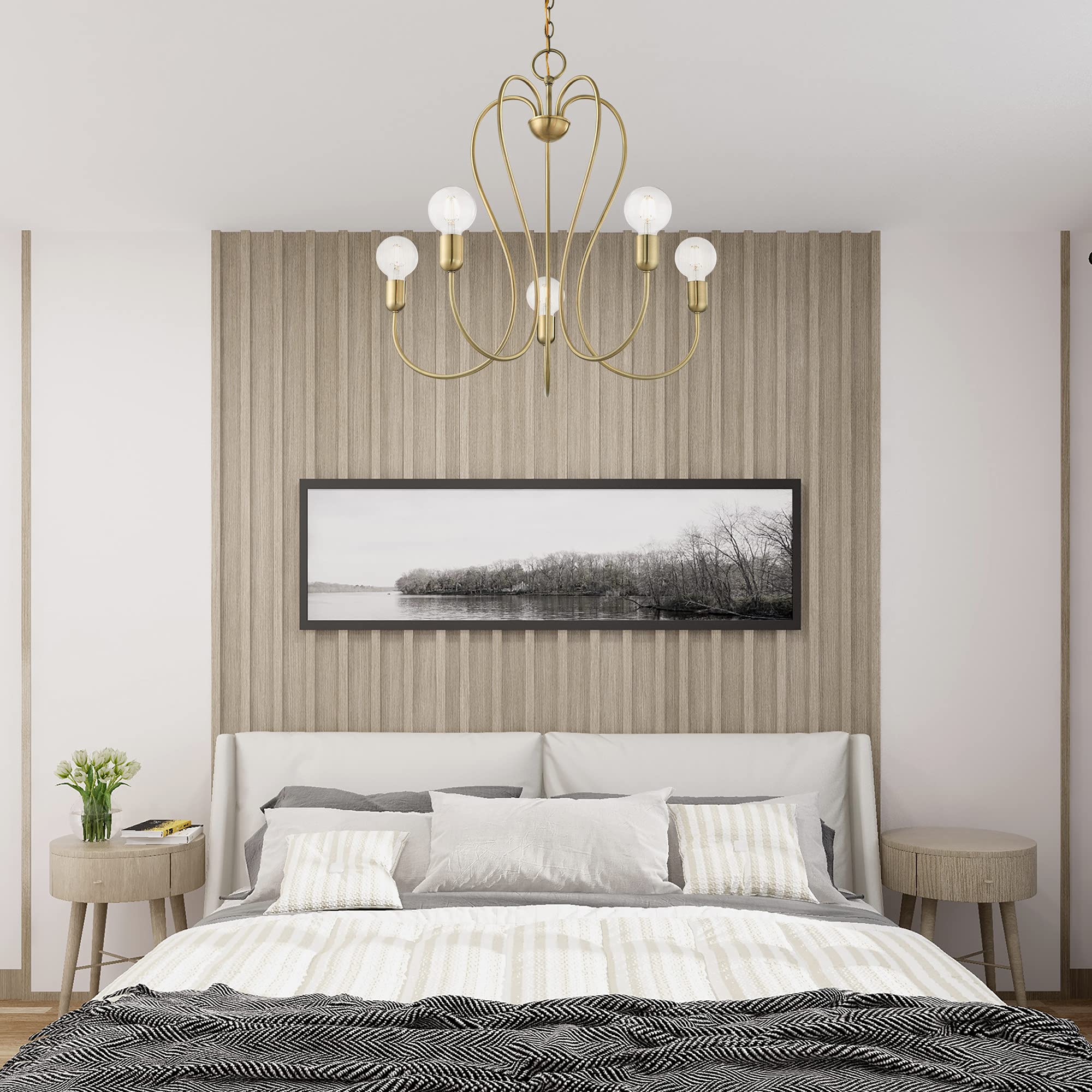 Livex Lighting 41365-07 5-Light Bronze Chandelier - Elegant Ceiling Light Fixture for Dining Room, Bedroom & Living Room Decor