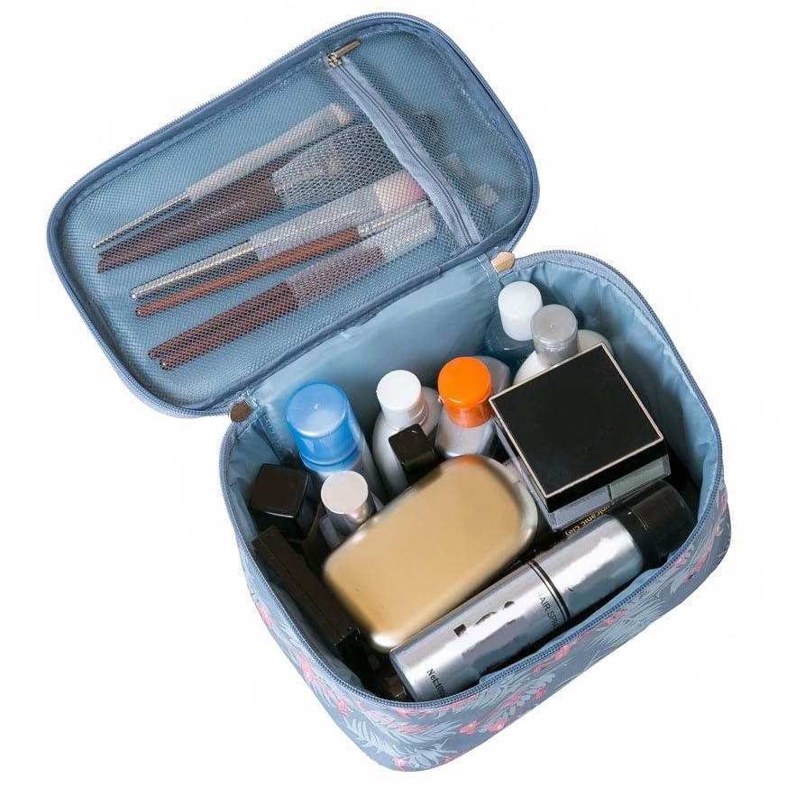 VIULVUK Professional Large Makeup Kit Organizer for Women | Waterproof Cosmetic Bag with Multiple Compartments | Travel Toiletry Pouch & Wash Bag | Perfect for Skincare Accessories Storage & Travel Essentials (Grey) - Ideal for Home, Travel, and Salon Use