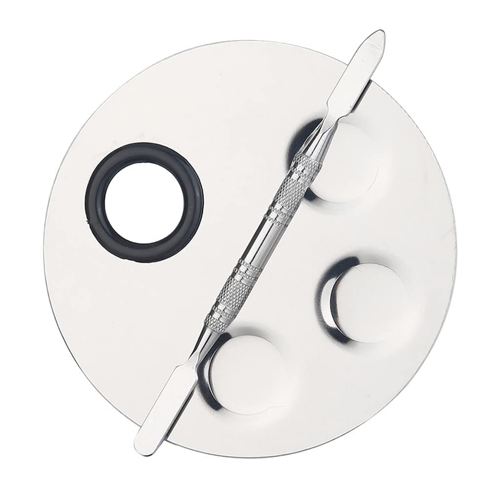 Beauté Secrets 3-Well Stainless Steel Makeup Palette with Spatula - Professional Cosmetic Mixing Tray for Nail Art, Eyeshadow, Lipstick & Foundation - Perfect for Salon, Travel & Home Makeup Organization (Silver)