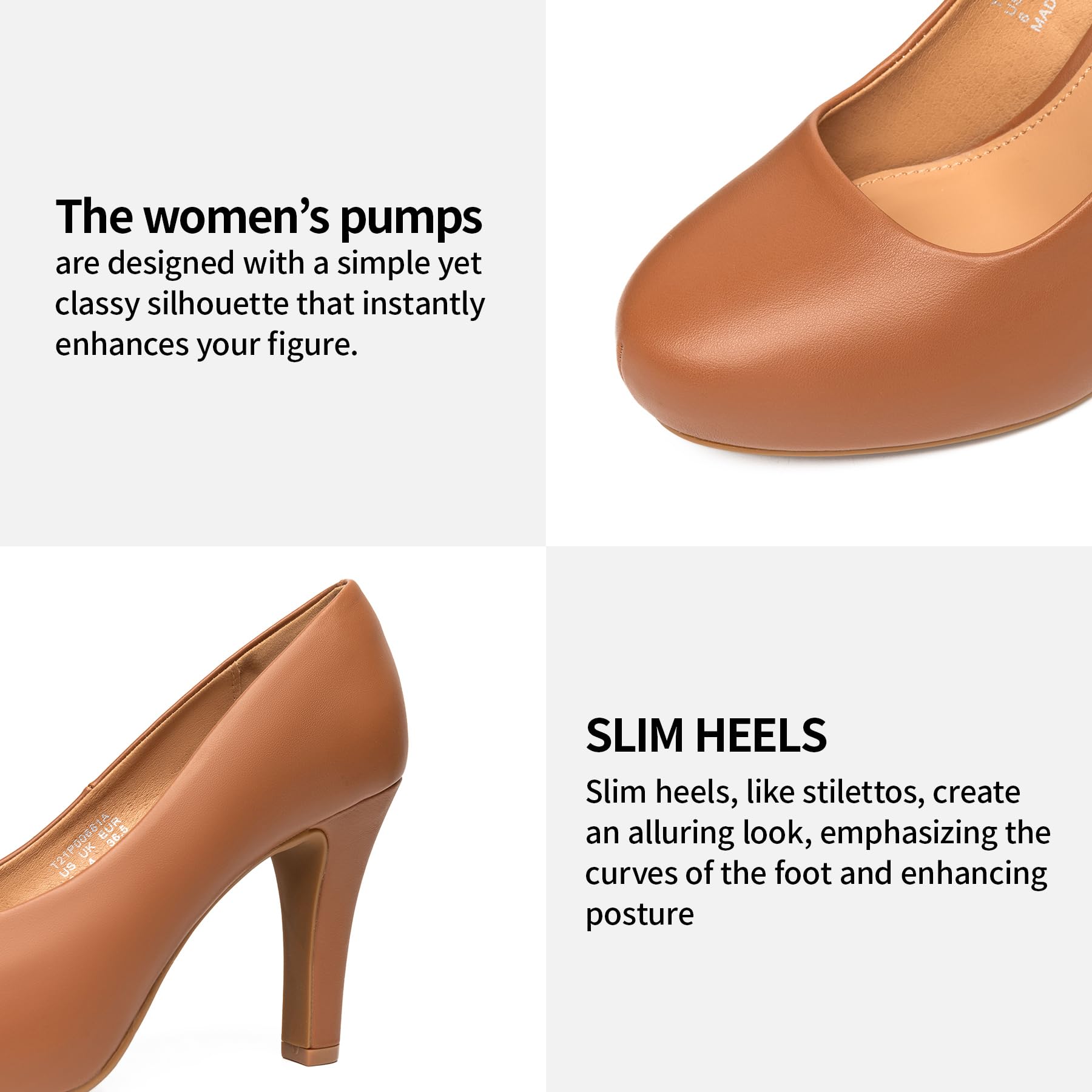 Trary Women's Low Platform Heels - Black, White, Brown & Nude Dress Pumps with 3.2 Inch Heel, Round Closed Toe for Office, Wedding & Formal Occasions | Comfortable Work Shoes for Professional Women