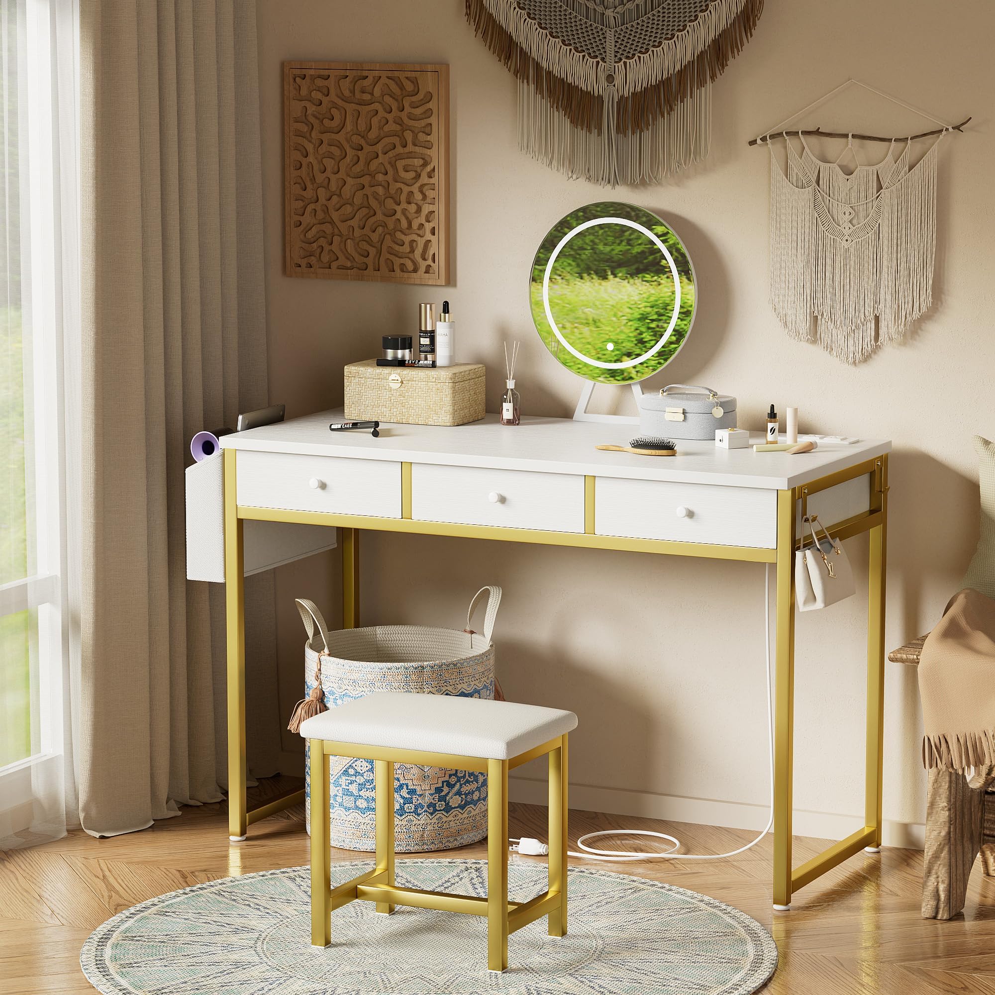 Girls Vanity Desk with Mirror & Lights - 40