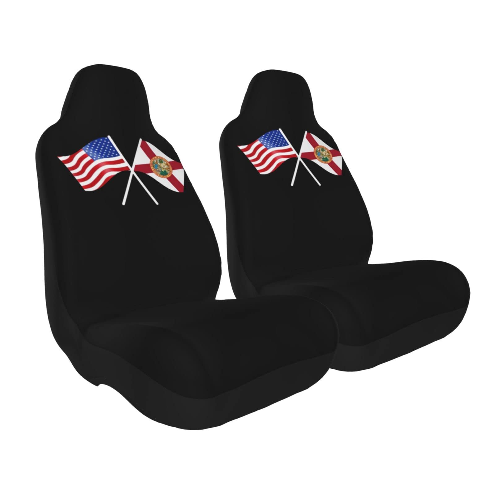 American & Florida Flag Car Seat Covers - Universal Fit for Most Vehicles (2-Piece Set) | Patriotic Car Accessories for Trucks, SUVs & Sedans