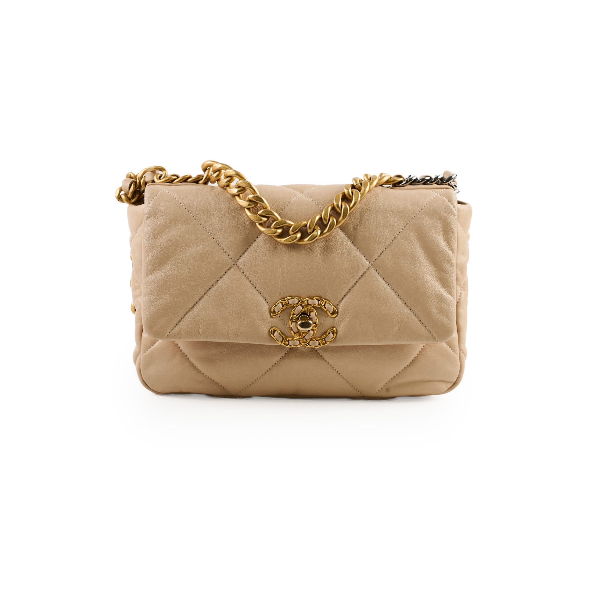 Chanel 19 Small Beige Lambskin Crossbody Bag - Luxury Designer Handbag for Women | Perfect for Date Night, Office & Special Occasions