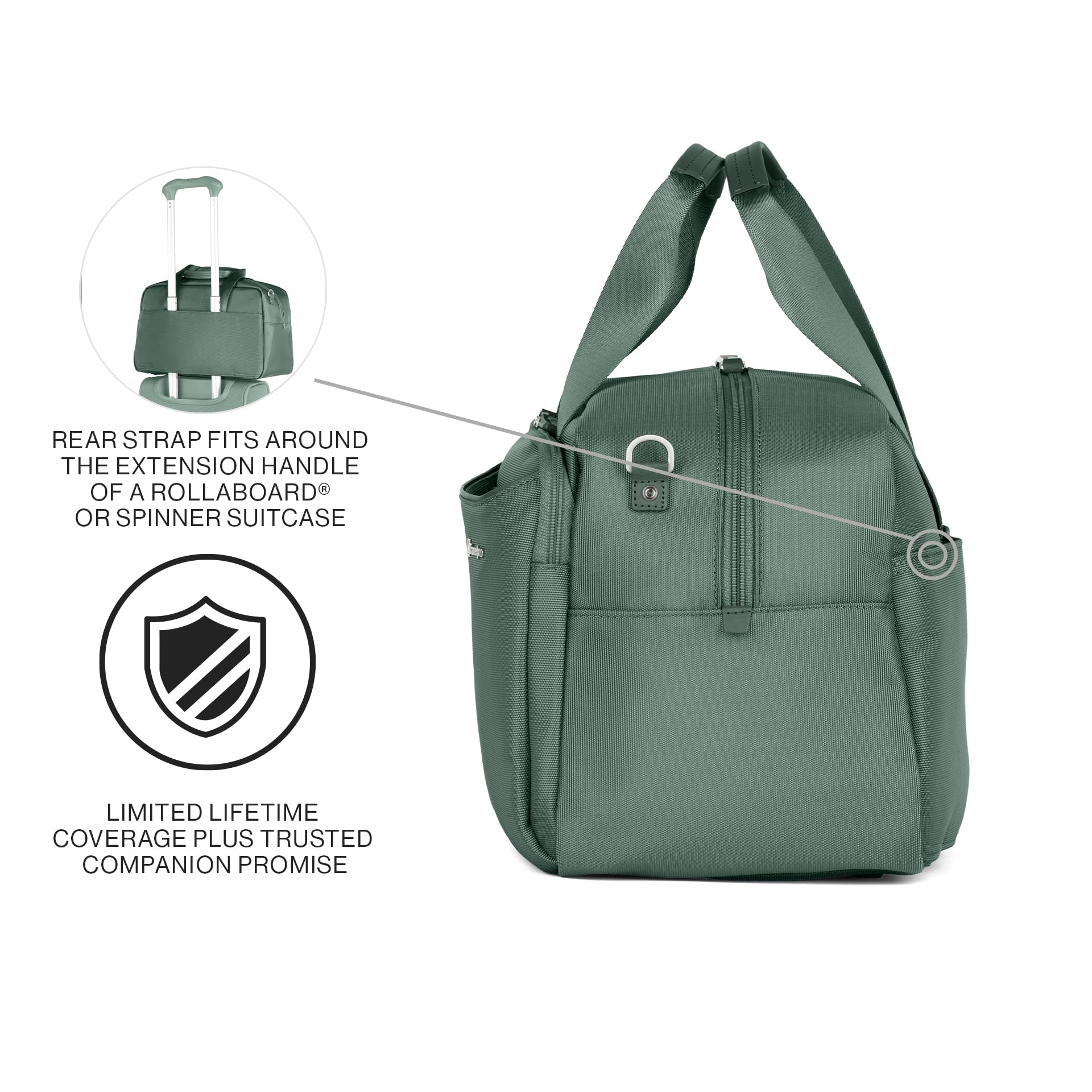 Travelpro VersaPack+ Lightweight Underseat Travel Tote Bag for Men & Women - 16.25 Inch Carry-On Luggage, Desert Sage Green - Perfect for Airplane, Business Trips & Weekend Getaways