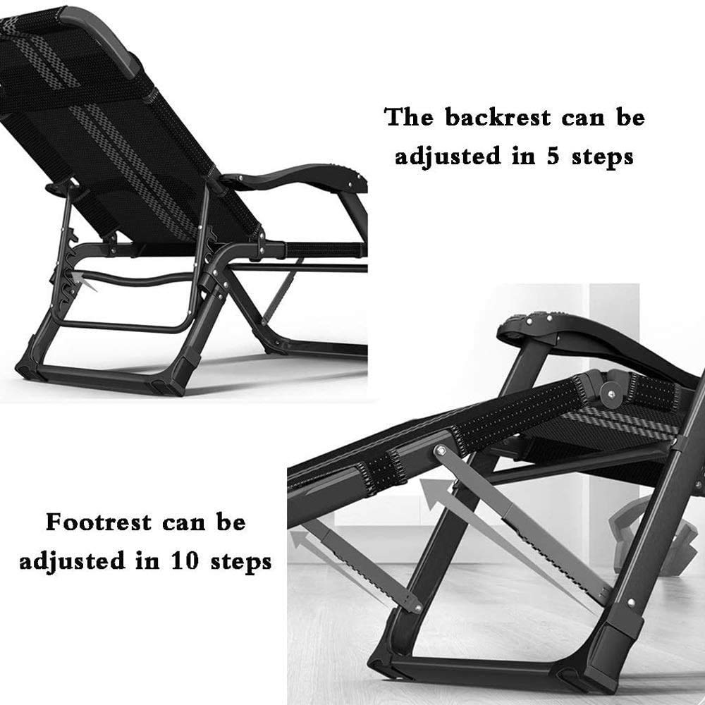 Outdoor Recliner Folding Lounge Chair - Extra Wide Heavy Duty Grey Lazy Couch for Office Nap, Patio, Beach & Camping | Portable Folding Bed & Chair