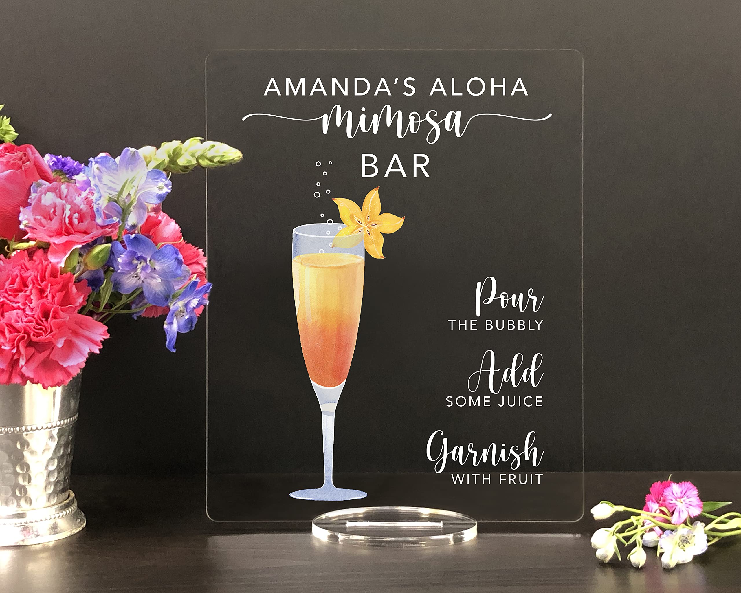 Custom Mimosa Bar Sign - Elegant Bridal Shower & Wedding Bar Menu Sign - Cocktail Bar Sign for Weddings, Parties & Special Events - Perfect for Mimosas, Cocktails & Drink Stations