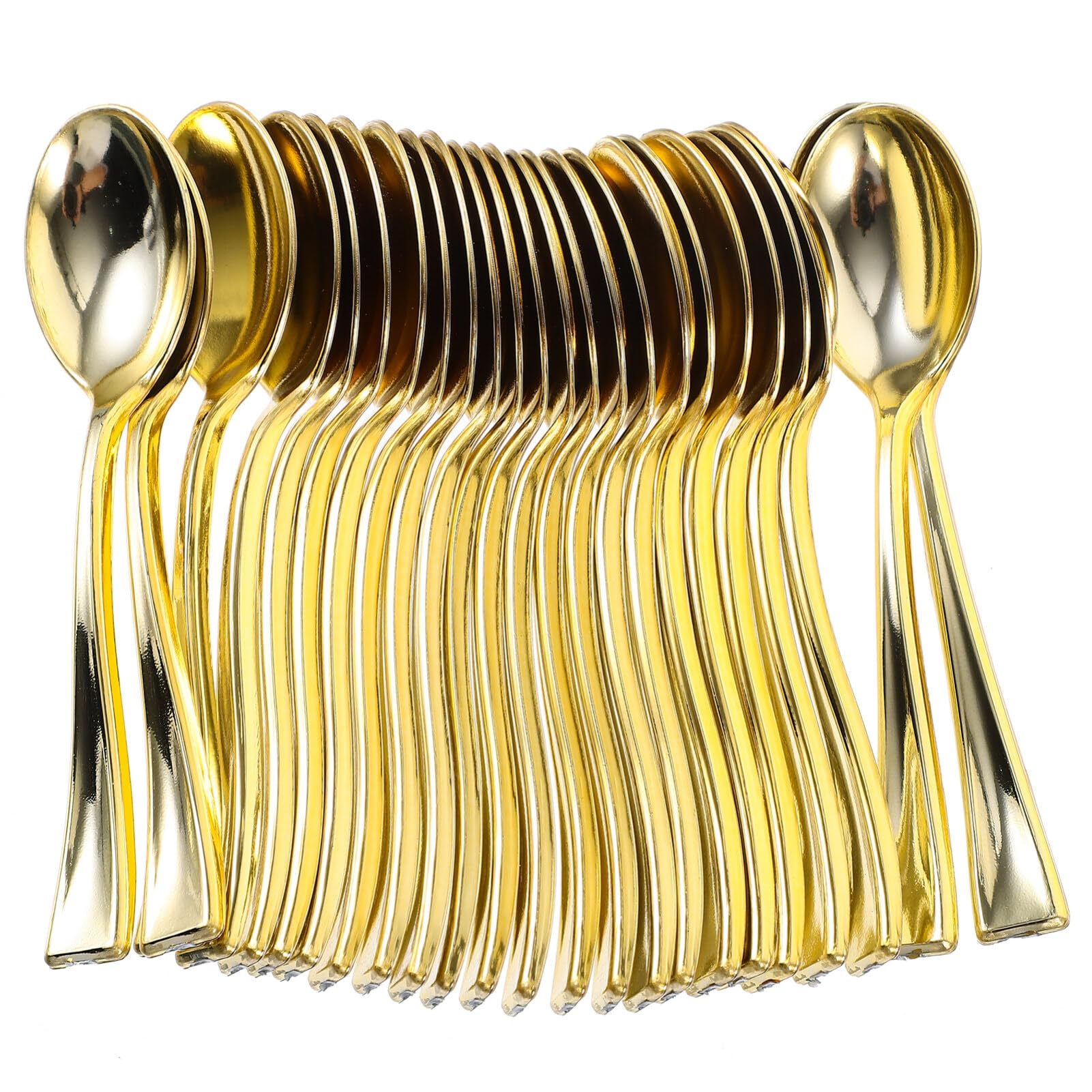 24Pcs Mini Gold Plastic Spoons - Elegant Dessert Tasting Spoons for Christmas Decor, Appetizers, Honey Sampling & Party Supplies - Perfect for Holiday Parties, Wedding Receptions & Catering Events
