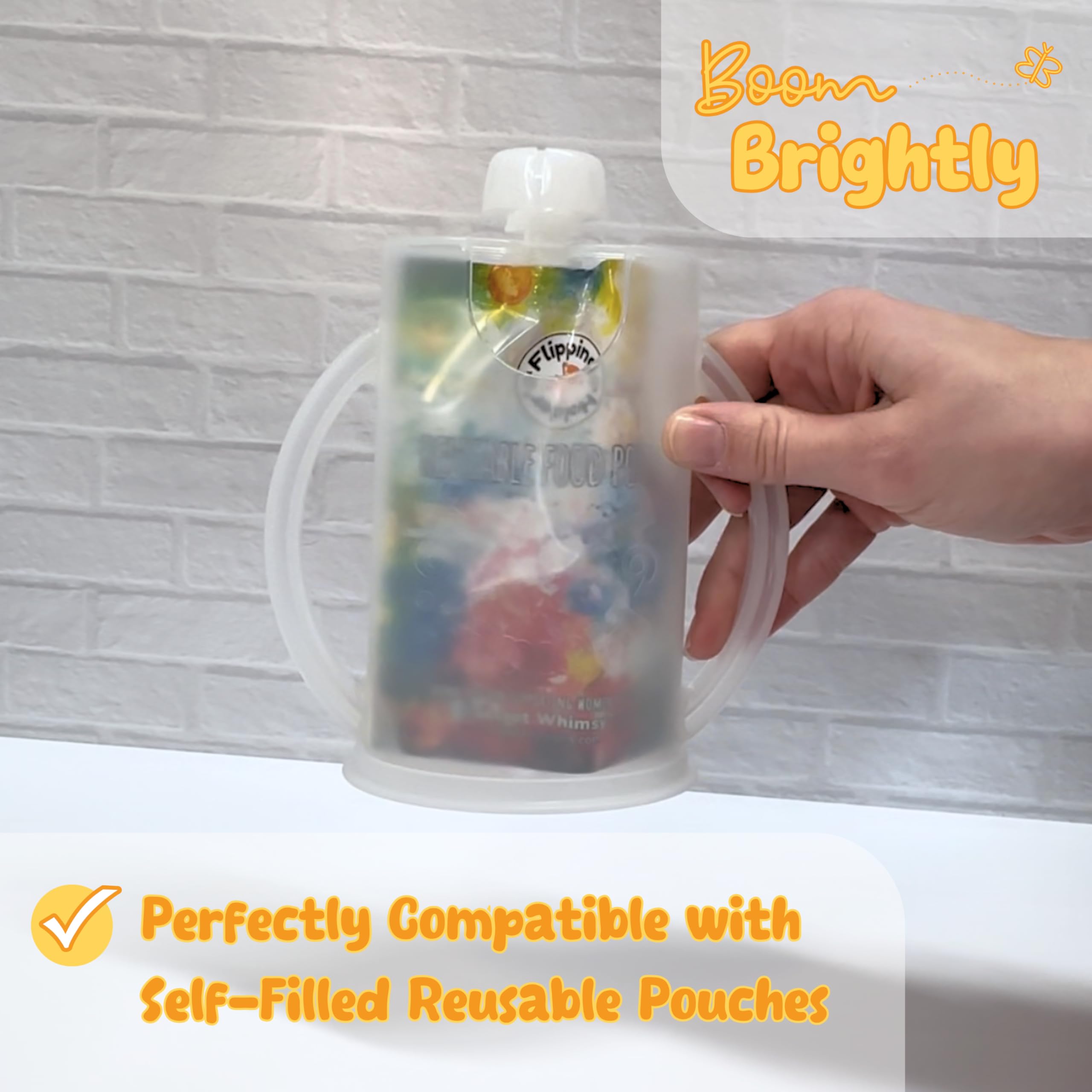Boom Brightly Easy-Hold Eating Aid for Food Pouches, Juice Boxes & Smoothie Pouches - Perfect for Kids, Toddlers & Adults with Limited Mobility - Ideal for Snacking, Travel & On-the-Go Meals