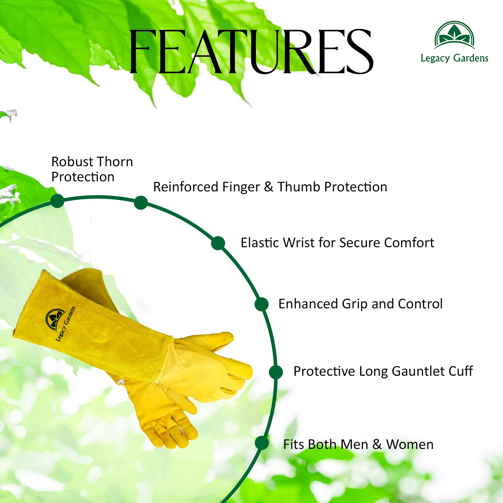 Thorn-Resistant Leather Gardening Gloves for Men & Women - Long Gauntlet Protection for Rose Pruning & Yard Work - Small Yellow - Perfect for Landscaping & Outdoor Tasks