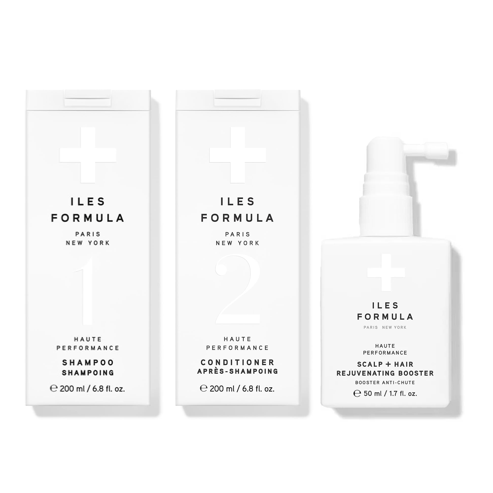 ILES FORMULA Haute Performance Shampoo & Conditioner Set with Scalp & Hair Rejuvenating Booster - Deep Cleansing, Detangling, Stops Breakage, Reduces Hair Loss & Promotes Growth | For Damaged, Dry Hair & Scalp Care at Home or Salon
