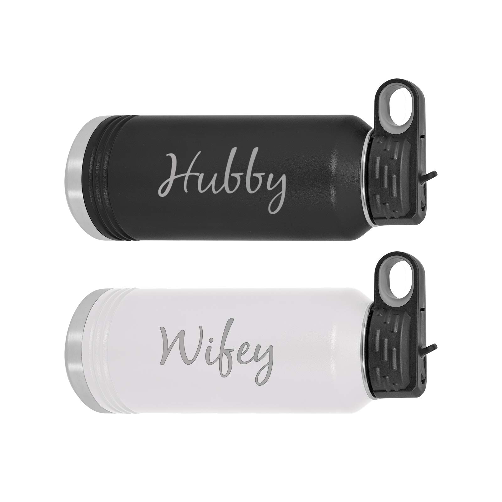 32oz Engraved Stainless Steel Insulated Water Bottles for Couples - Double Wall Vacuum Insulation, Flip Top Lid with Straw - Perfect for Gym, Hiking, Travel & Everyday Hydration