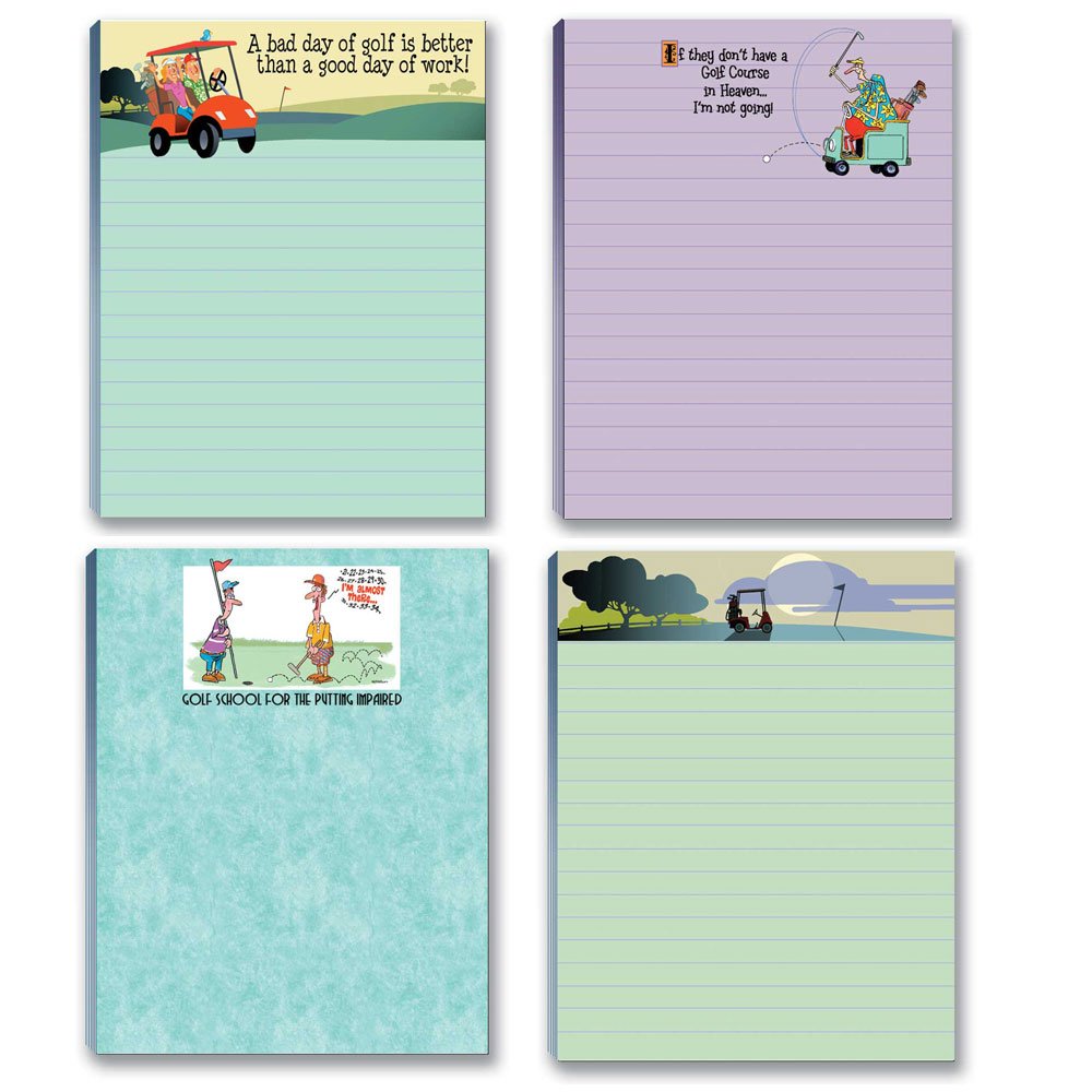 Funny Golf Notepads & Note Cards Set - 4 Pads & 12 Cards | USA Made | Perfect for Golf Lovers, Gifts & Office Use | Stonehouse Collection