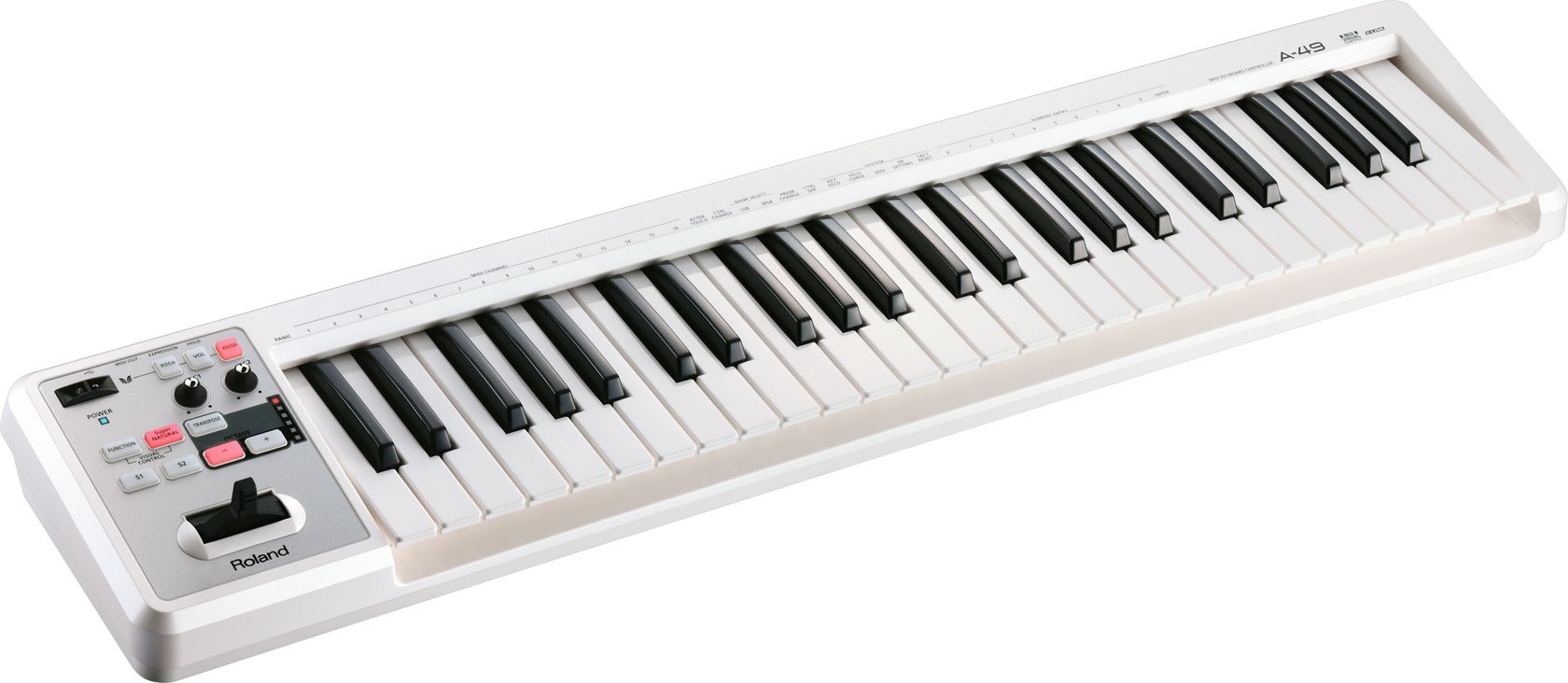 Roland A-49 49-Key MIDI Keyboard Controller - Lightweight, Portable & USB-Powered | Perfect for Music Production, Studio Recording & Live Performances (White)