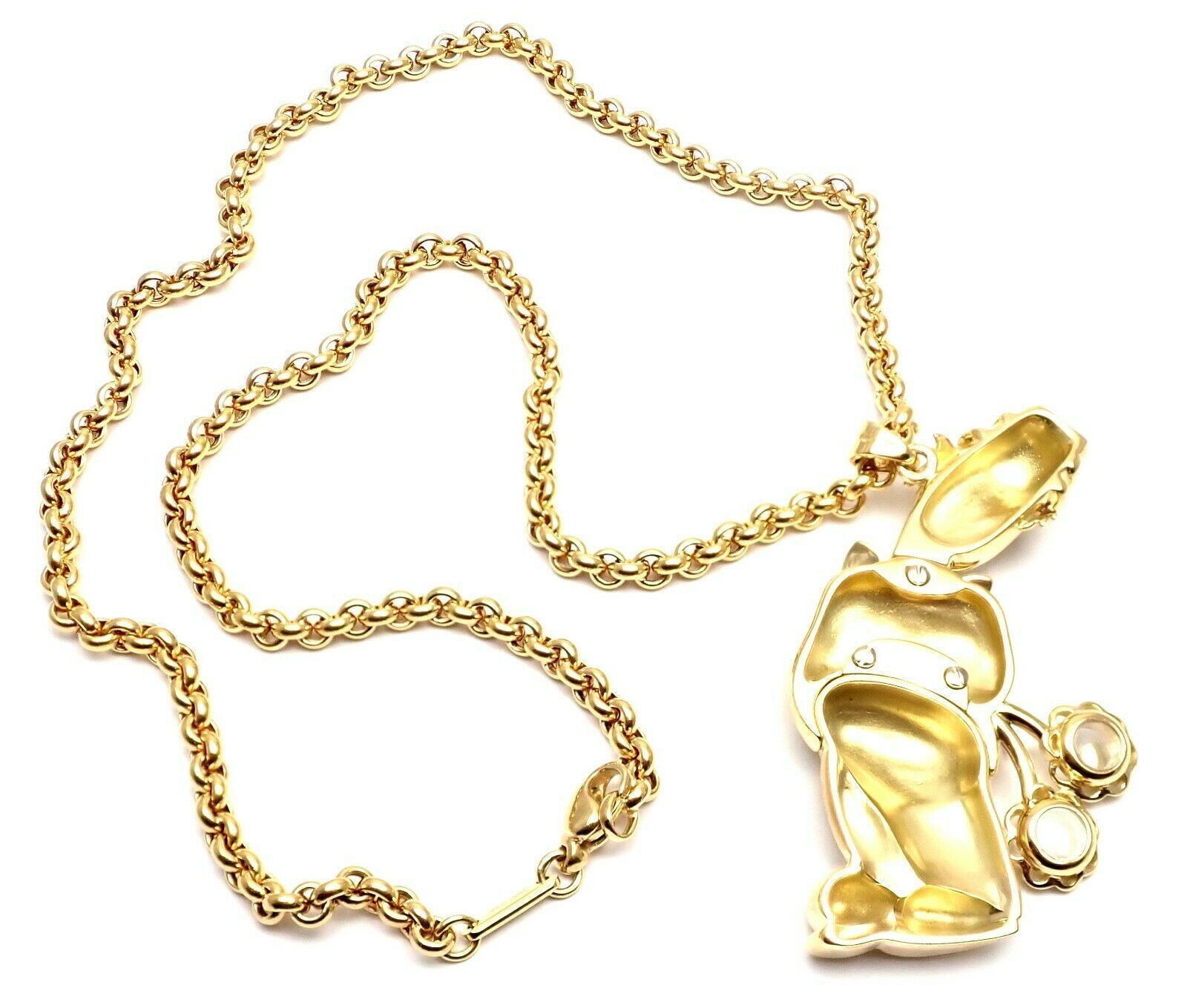 Authentic Chopard 18k Yellow Gold Large Happy Clown Flower Pendant Necklace - Luxury Jewelry Gift for Women, Perfect for Anniversaries & Special Occasions