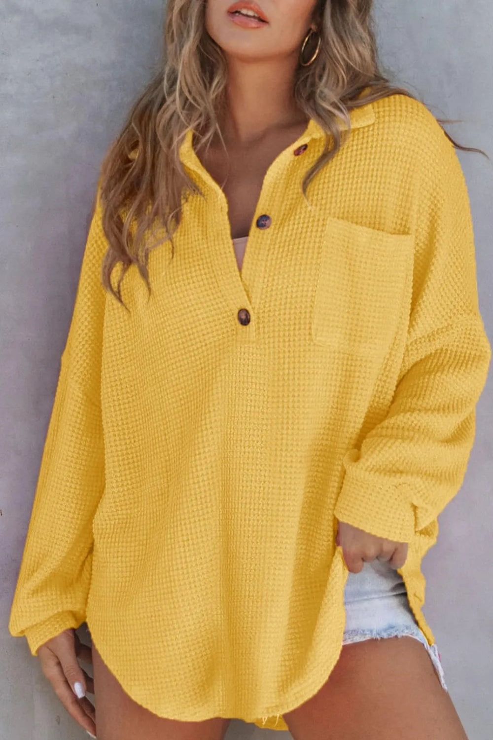 Half Button Long Sleeve Sweatshirt for Women - Comfortable Pullover Top with Button Detail - Casual Fall Winter Fashion for Outfits, Layering & Daily Wear