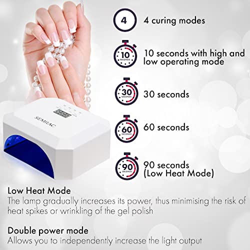 Semilac Professional 48W/24W LED UV Nail Lamp for Gel Polish Curing - 4 Timer Settings, Digital Display, Detachable Base, Motion Sensor - Perfect for Home & Salon Manicure Pedicure Nail Art