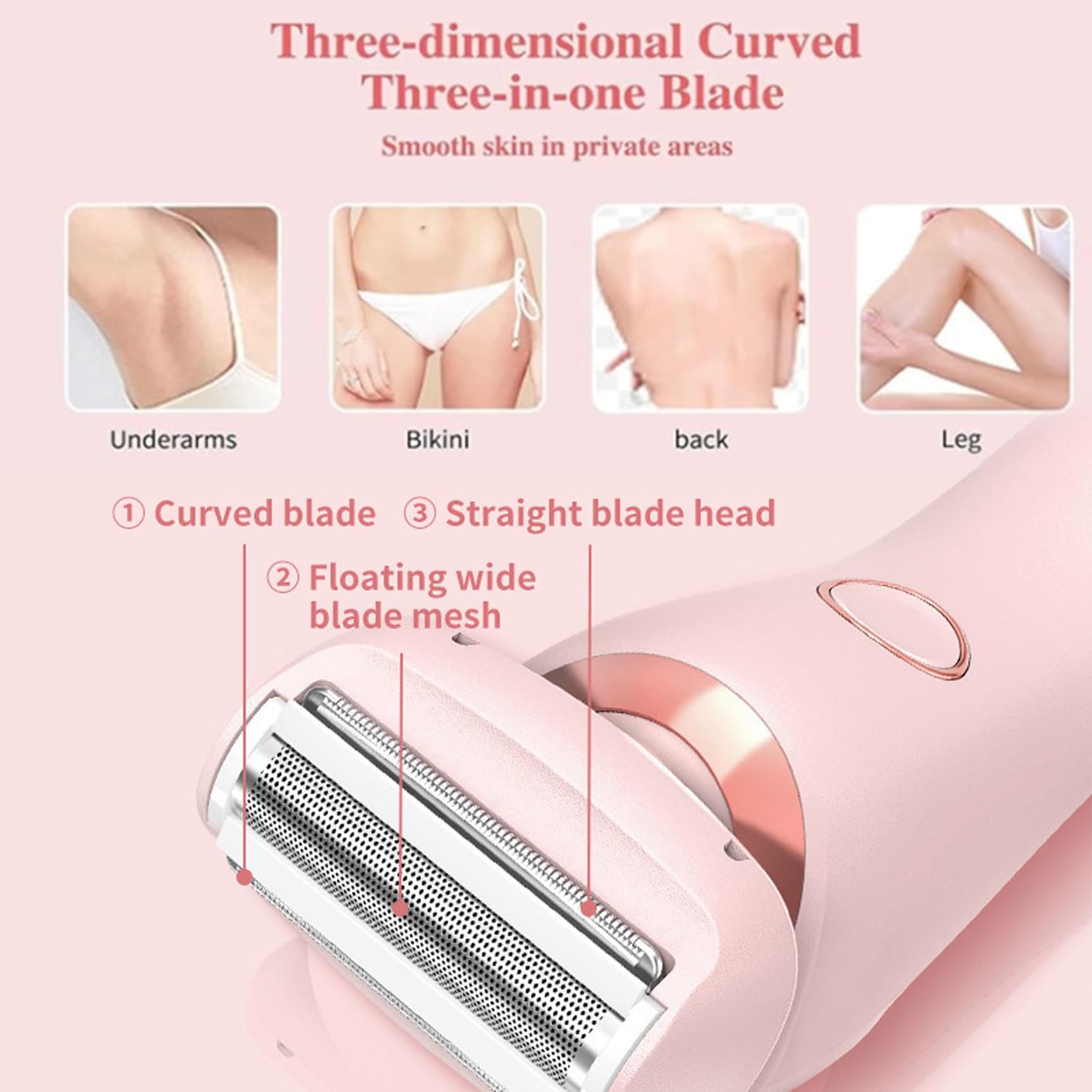 Vantique 2-in-1 Electric Shaver for Women - SmoothShave Lady Razor with Comfort Grip | Omicove Goddess Glide Technology | Pink Women's Shaver (2 Pack) | Perfect for Travel, Gym & Quick Hair Removal at Home
