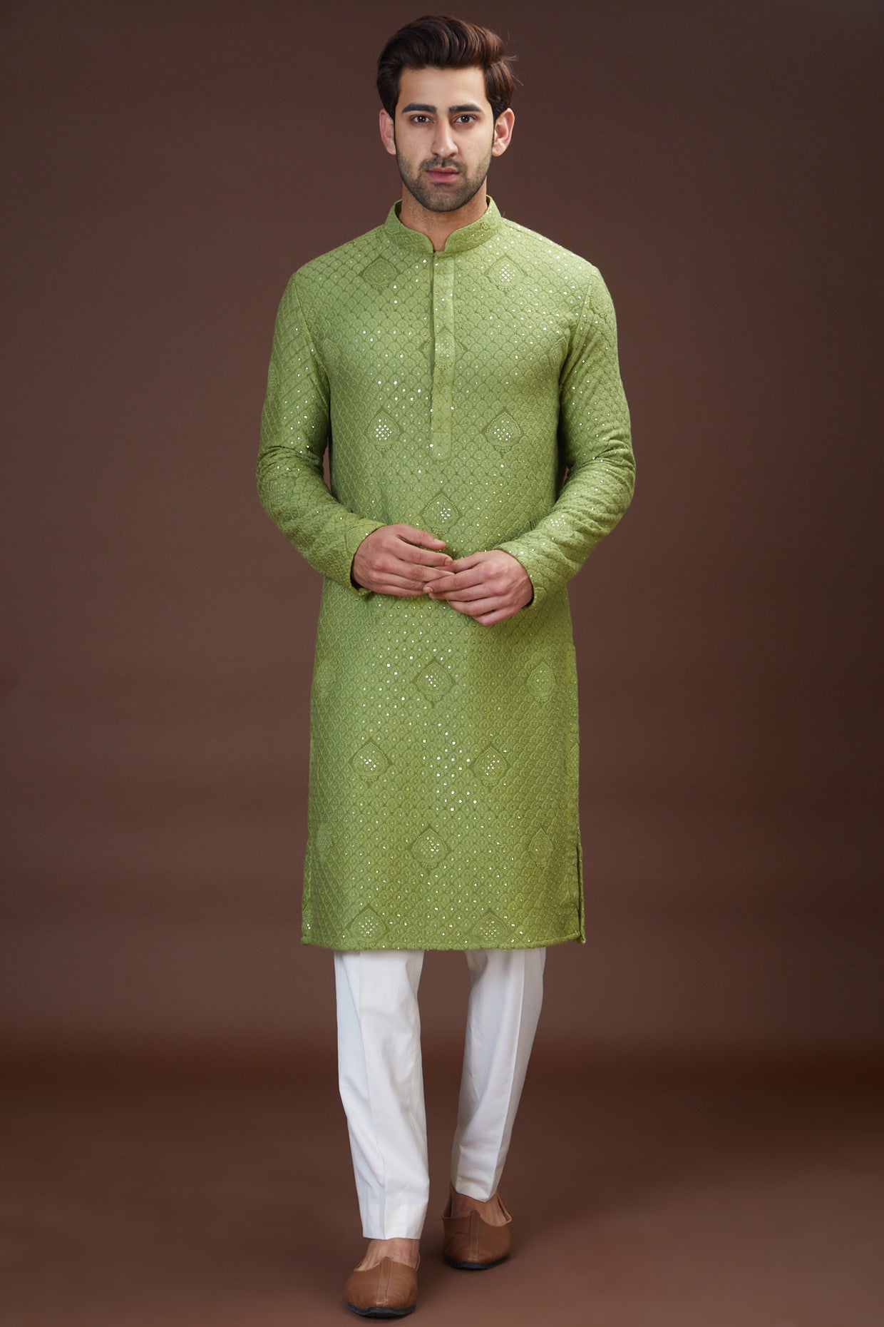 Stylish Mehandi Green Chikankari Kurta for Women - Traditional Indian Embroidered Tunic Top - Perfect for Festivals, Weddings & Casual Wear