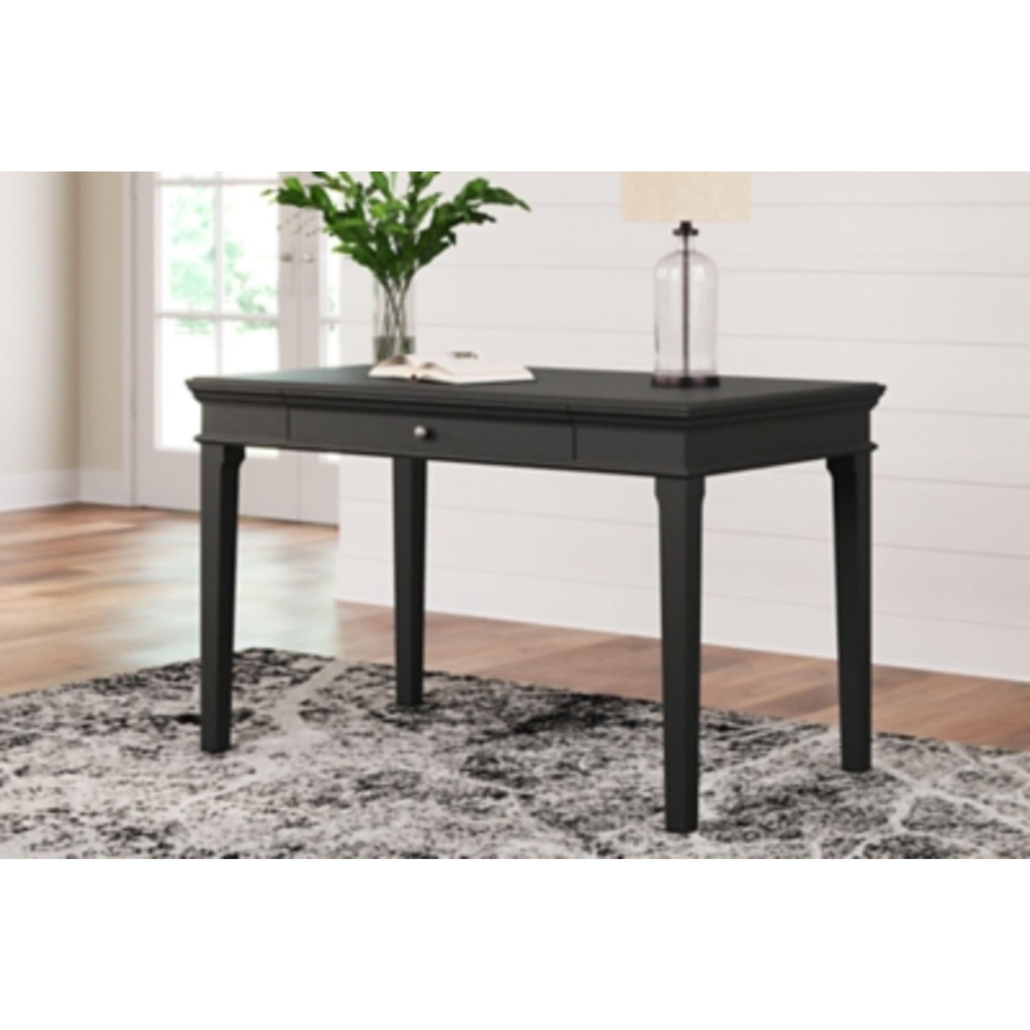 Beckincreek Black Office Desk - Modern Writing Desk for Home & Office Workspace, Study, and Computer Use