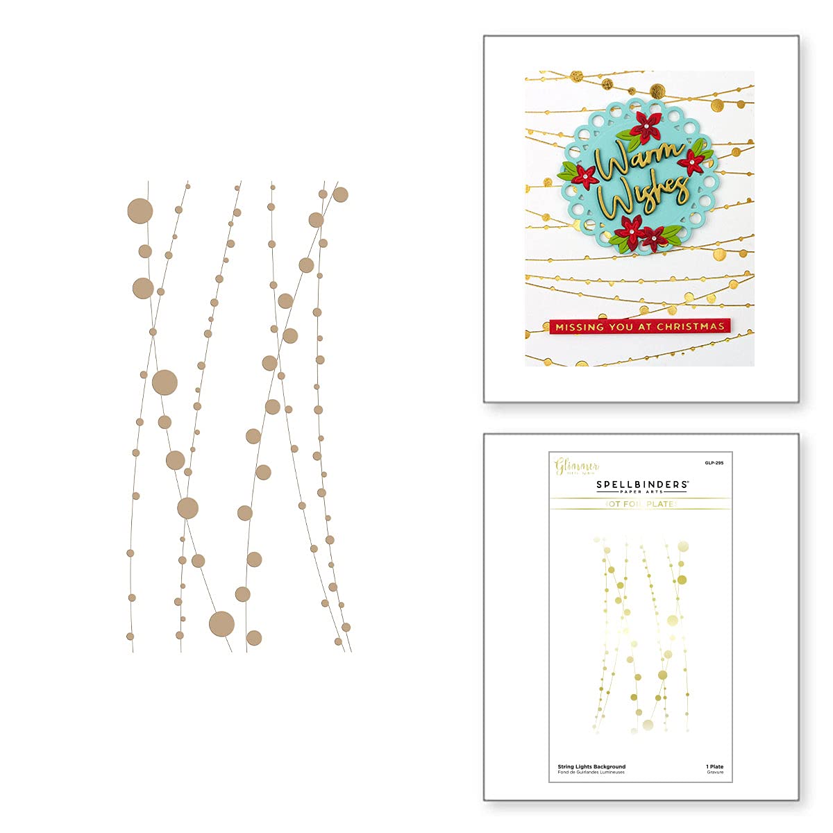 Spellbinders String Lights Background Glimmer Tis The Season Collection Hot Foil Plate - Large Metal Crafting Die for Holiday Cards & Scrapbooking - Perfect for Christmas DIY Projects and Seasonal Decorations
