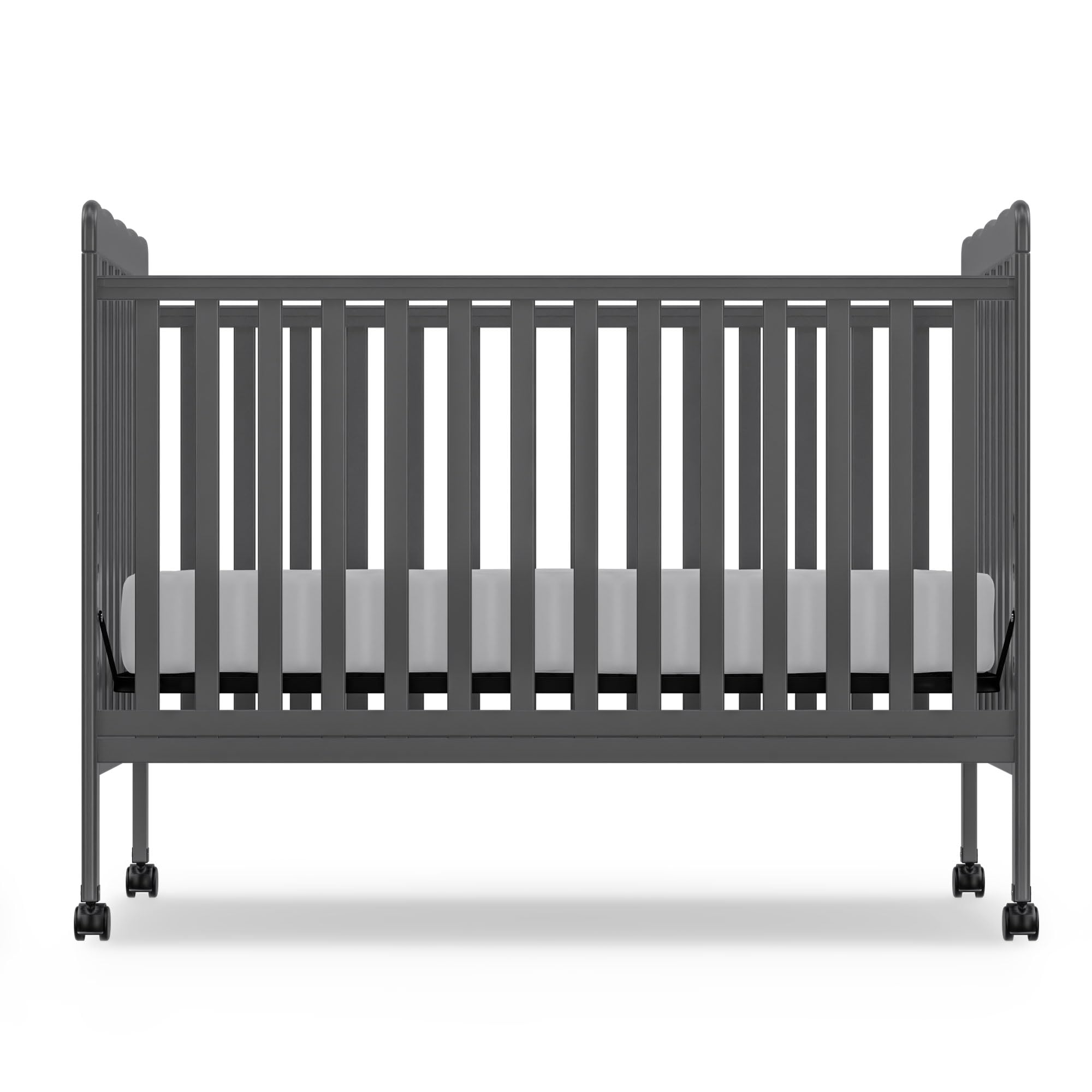 Convertible Baby Crib 3-in-1 to Toddler Bed - Full Size Nursery Furniture with Locking Wheels, Non-Toxic Finish (Storm Gray) - Perfect for Newborns to Toddlers in Modern Nurseries