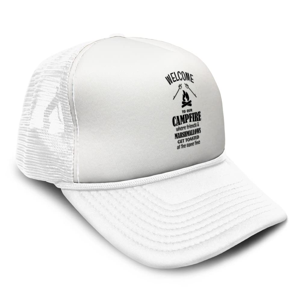 Speedy Pros Trucker Hat - Campfire Friends & Marshmallows Design - Breathable Polyester Mesh for Outdoor Adventures, Camping, and Hiking