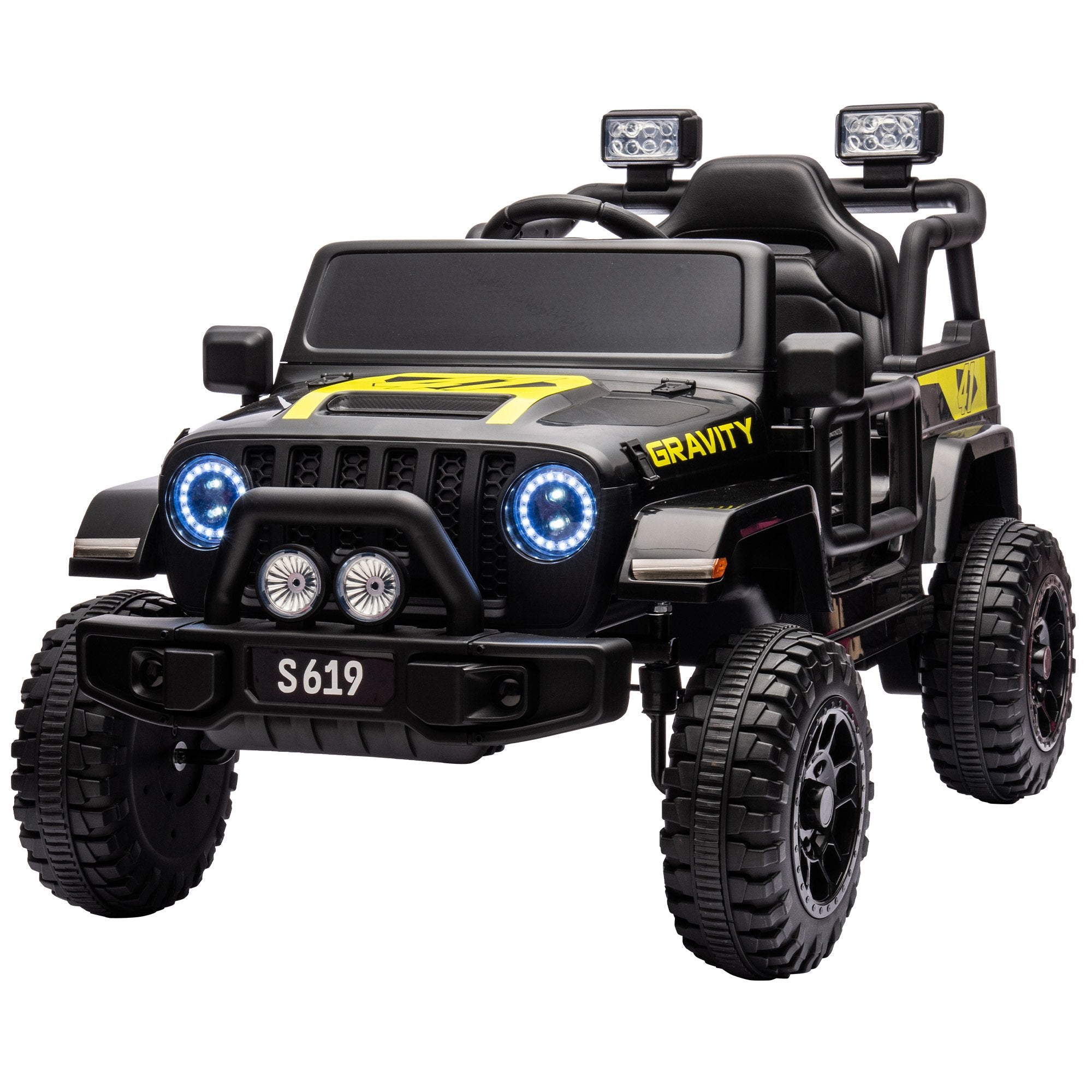 12V Kids Electric Ride On Jeep Toy Car - Black | Off-Road Adventure Vehicle for Boys & Girls | Outdoor Play, Backyard Fun, Birthday Gift