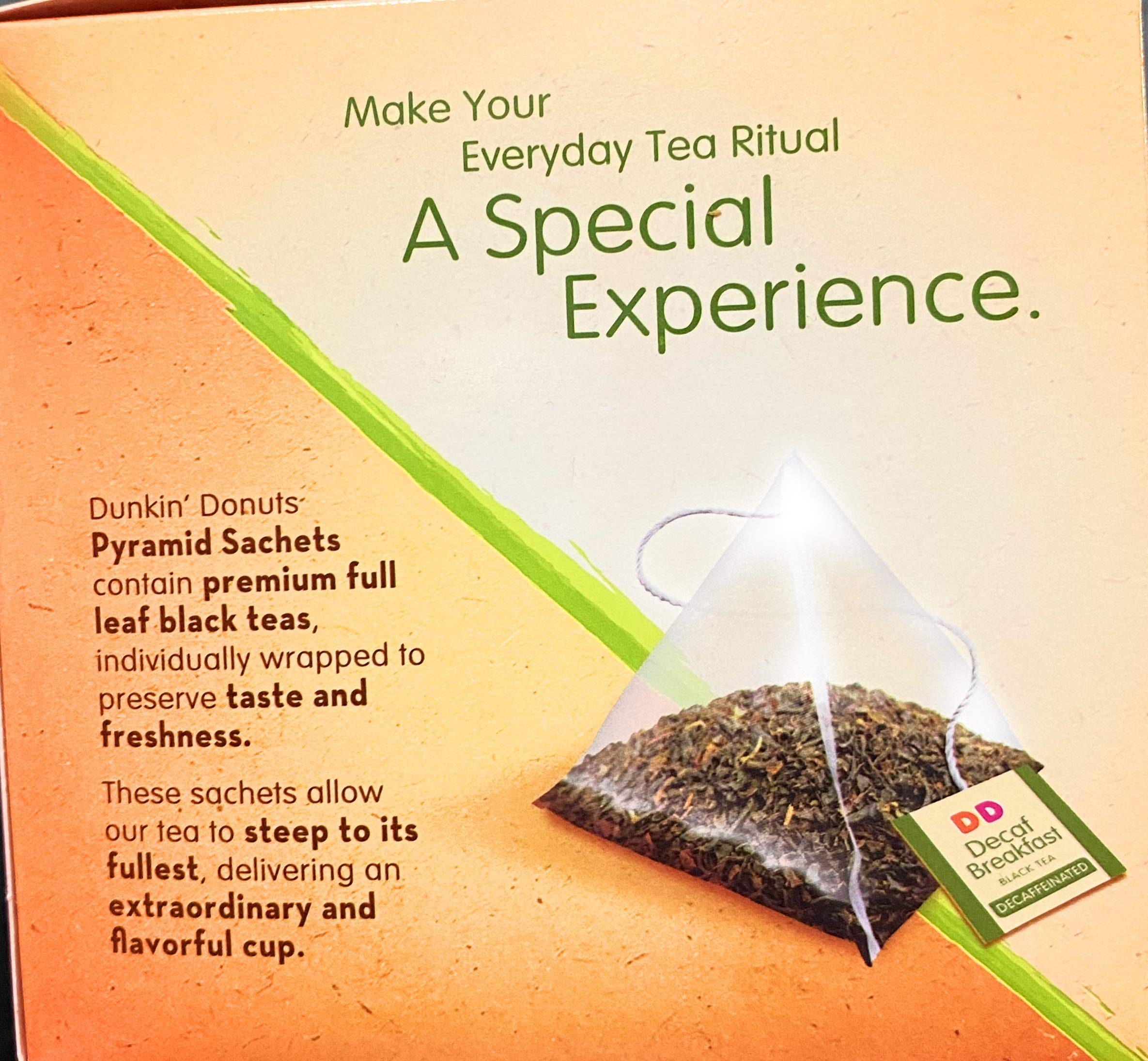Dunkin' Donuts Decaf Breakfast Black Tea - 15 Tea Bags | Caffeine-Free Morning Beverage for Home & Office Relaxation