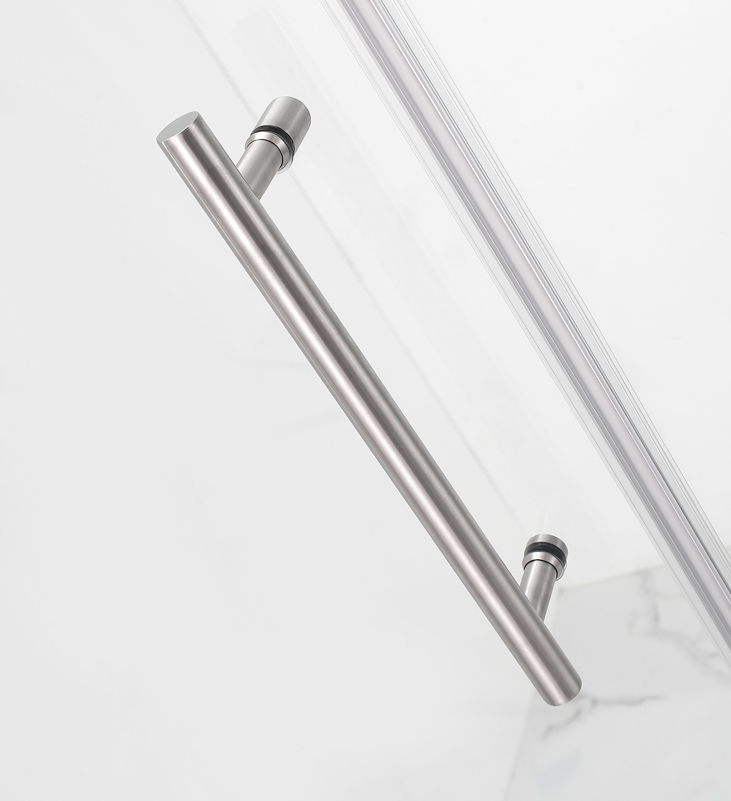 Aston Belmore GS Frameless Hinged Frosted Glass Shower Door with Shelves - Modern Bathroom Upgrade for Spa-Like Experience