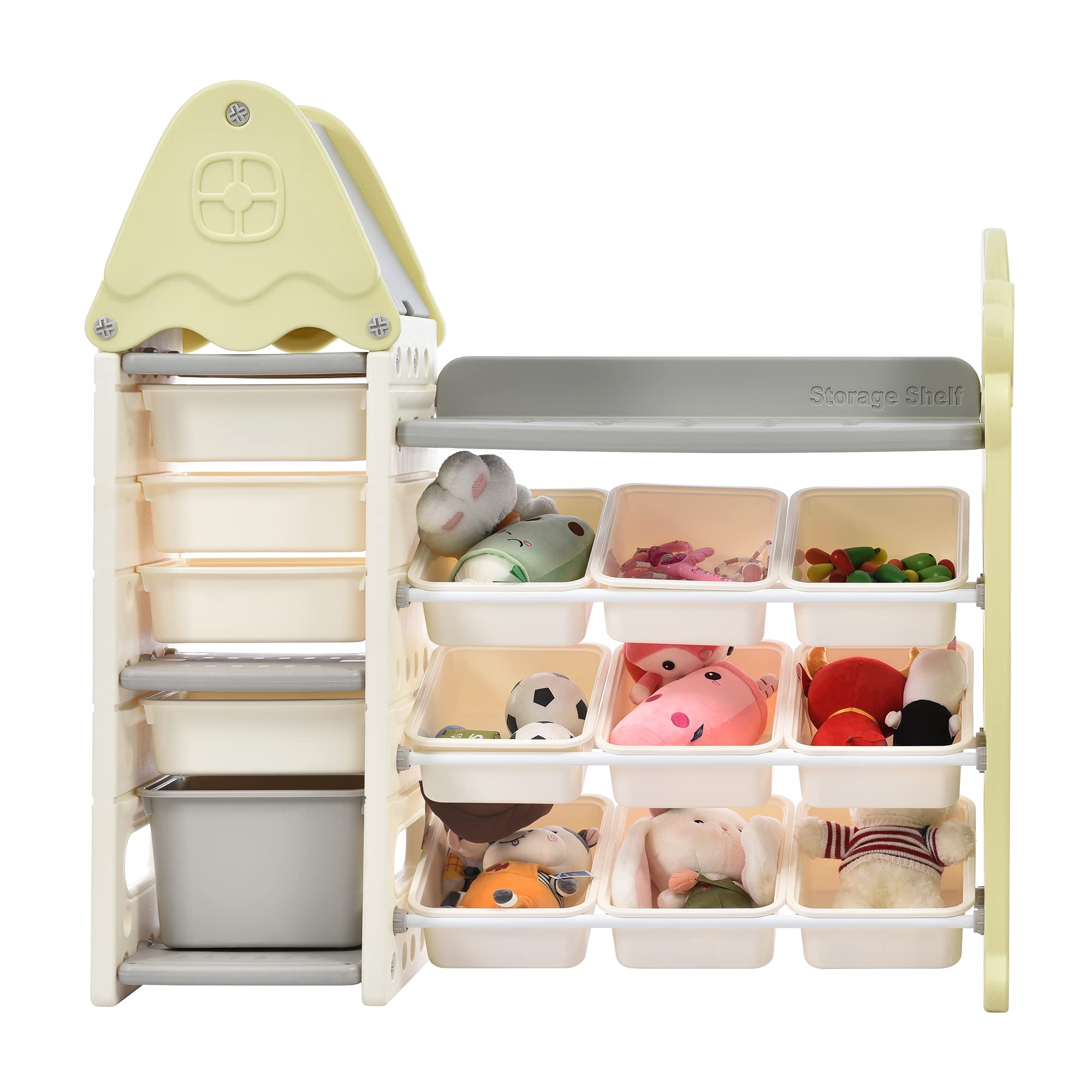 Vlastar Kids Toy Storage Organizer with 14 Bins - Multi-Functional Nursery Organizer & Kids Furniture Set | HDPE Shelf Toy Storage Cabinet for Playroom, Bedroom, Living Room (Green) | Perfect for Organizing Toys, Books, and Kids' Accessories