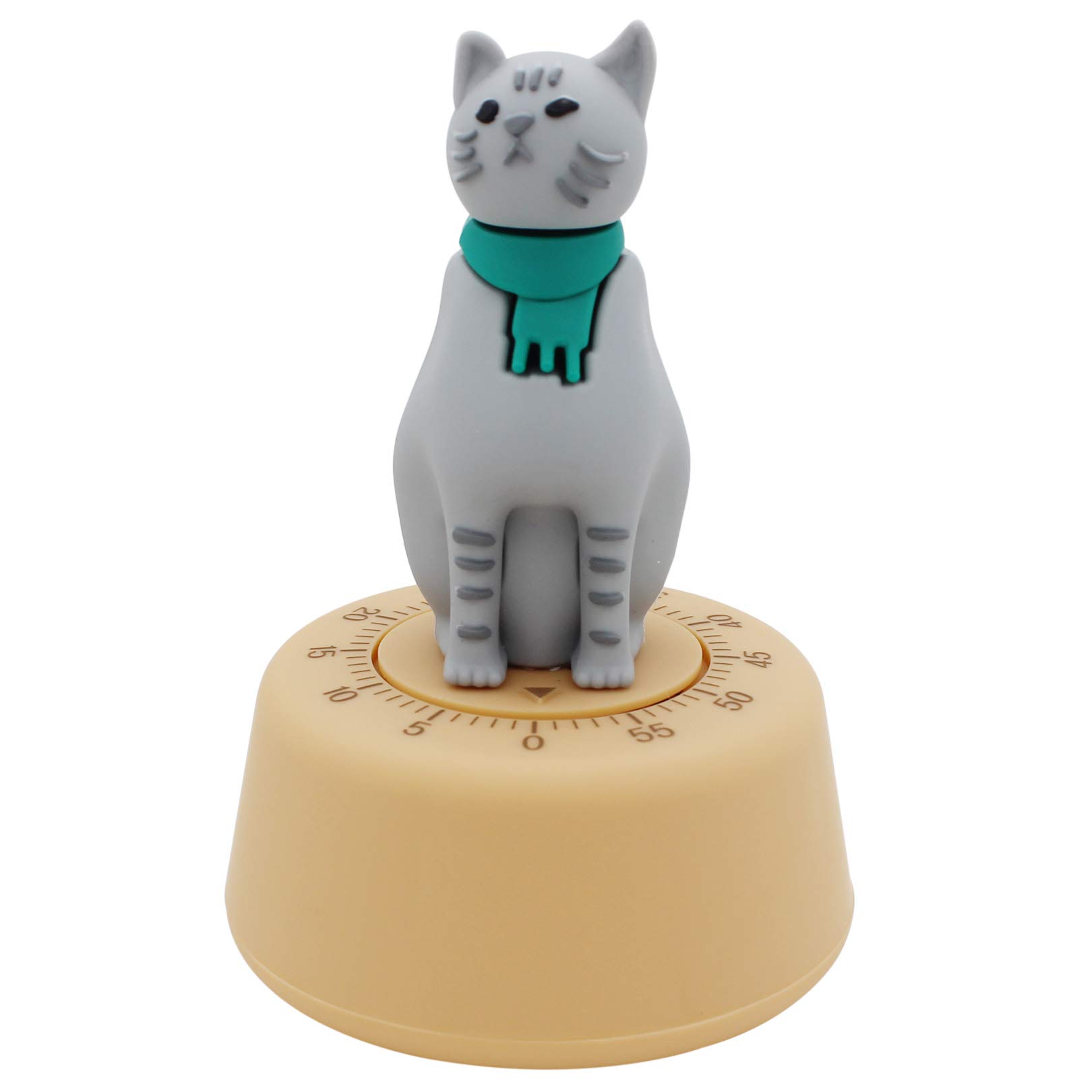 Cat-Shaped Kitchen Timer - Mechanical Time Manager for Cooking & Study (Gray)