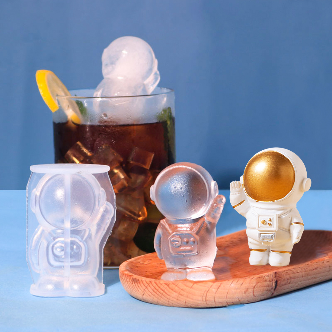 Voyyphixa 3D Astronaut Ice Cube Mold - Silicone Mold for Epoxy Resin Casting, DIY Ornaments, Ice Coffee & Juice Cubes, Soap & Candle Making - Perfect for Home Bars, Party Drinks & Craft Projects
