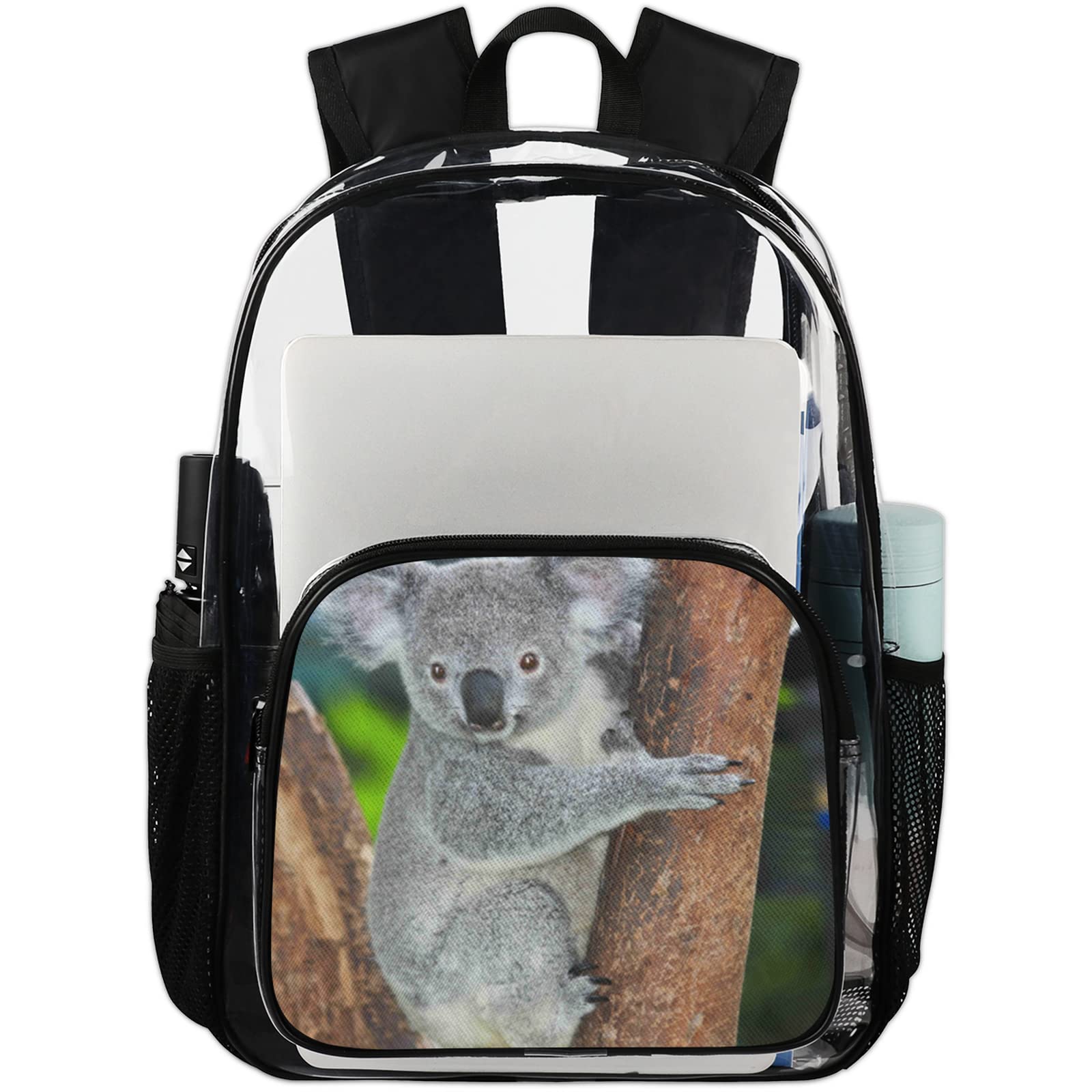 AUUXVA Heavy Duty Clear Backpack - Cute Koala Tree Design Transparent School Backpack for Kids with Adjustable Straps | Perfect for School, College, Travel, Sports Events & Security Checks